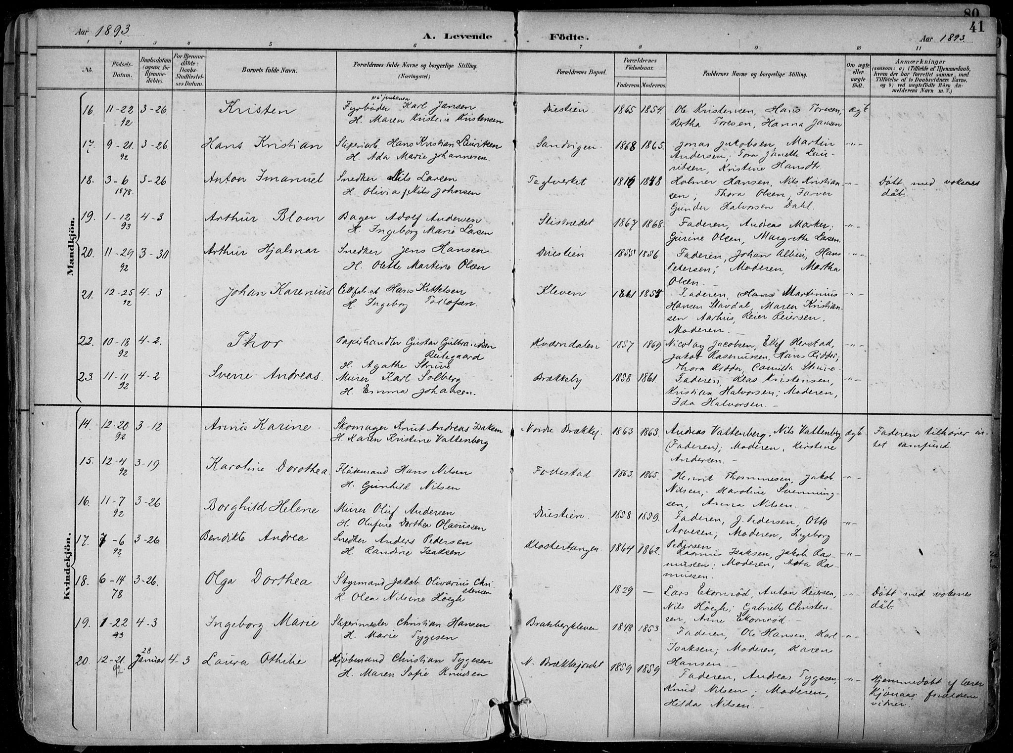Skien kirkebøker, SAKO/A-302/F/Fa/L0010: Parish register (official) no. 10, 1891-1899, p. 41