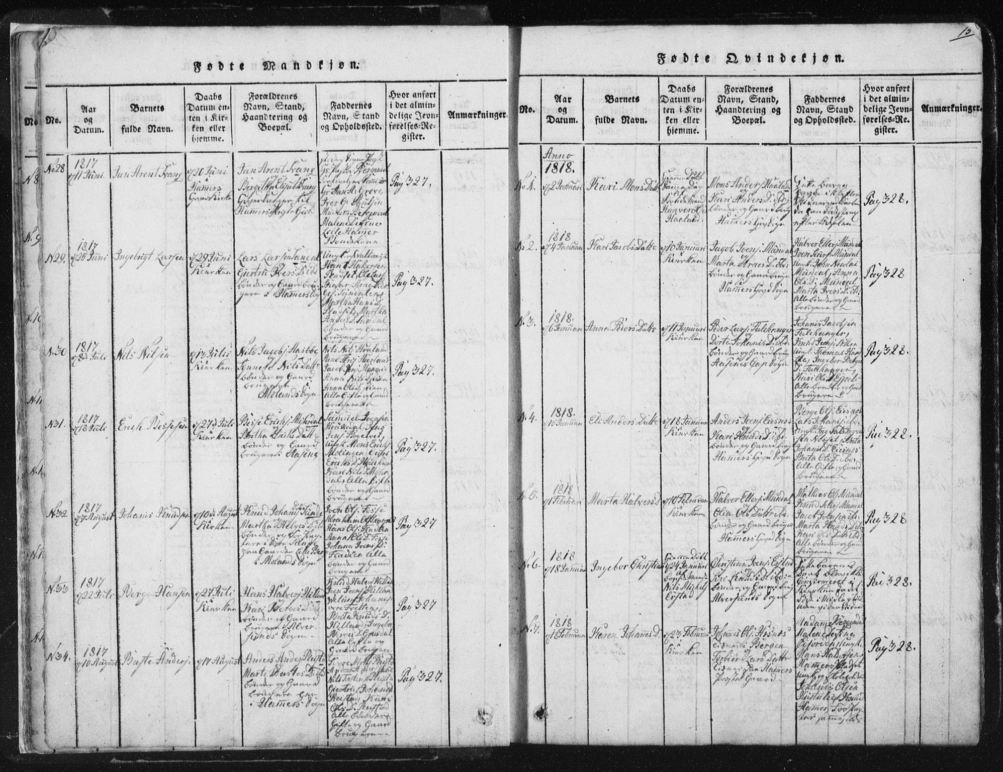 Hamre sokneprestembete, AV/SAB-A-75501/H/Ha/Haa/Haaa/L0010: Parish register (official) no. A 10, 1816-1826, p. 15