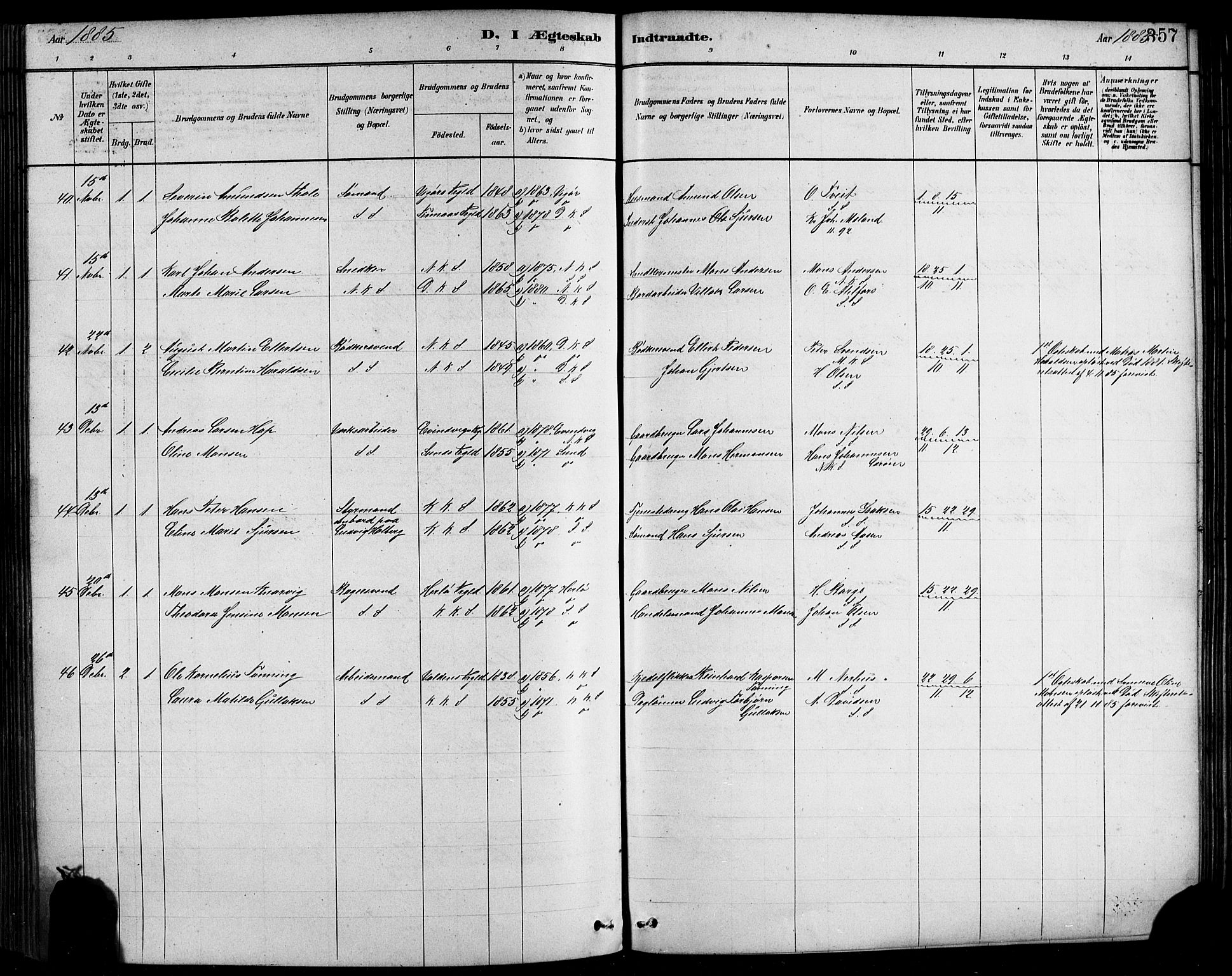 Sandviken Sokneprestembete, AV/SAB-A-77601/H/Hb/L0001: Parish register (copy) no. A 2, 1879-1892, p. 357