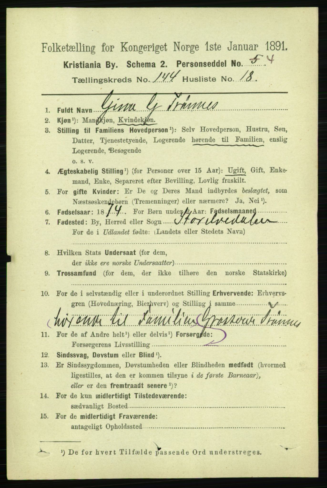 RA, 1891 census for 0301 Kristiania, 1891, p. 79327