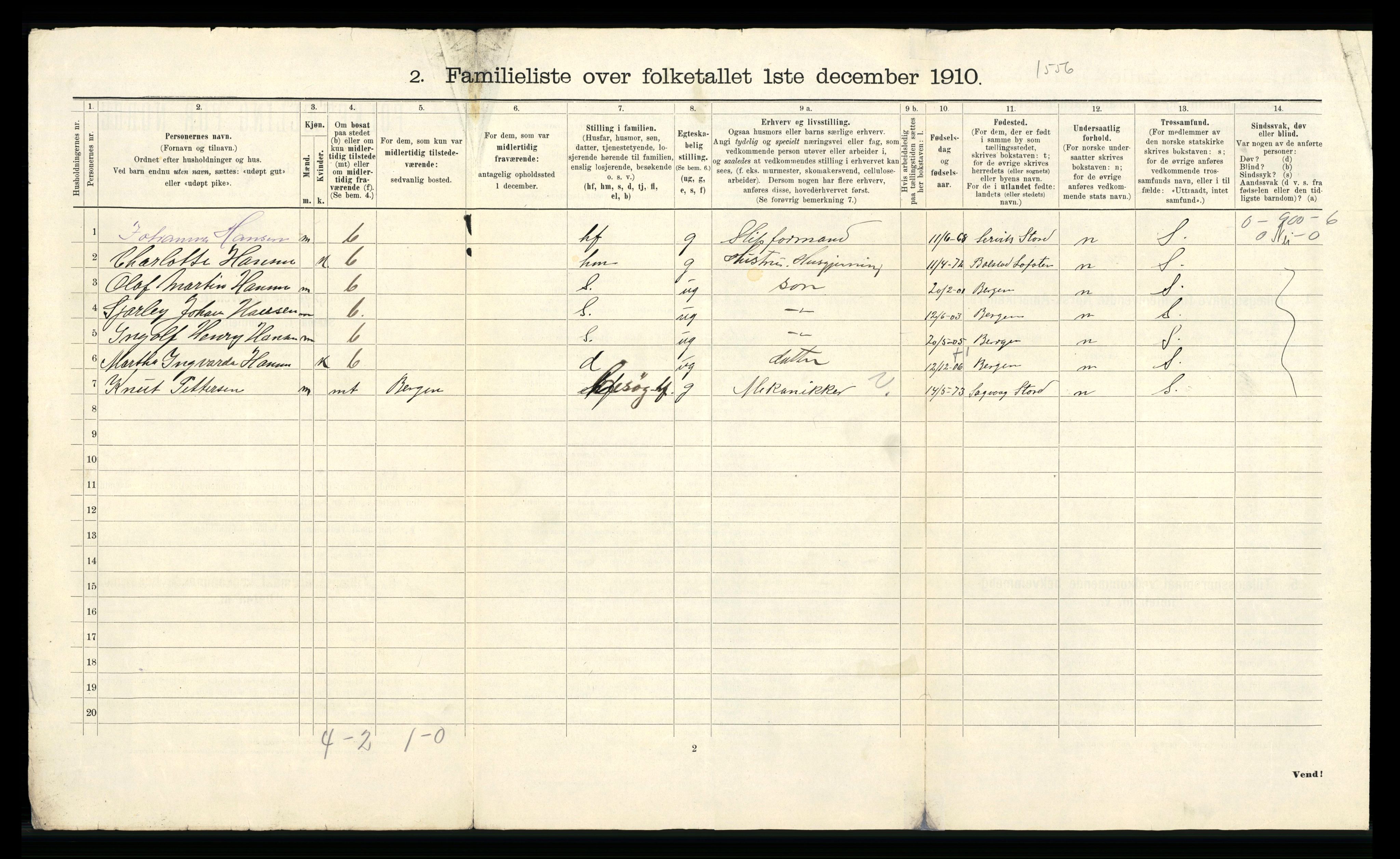 RA, 1910 census for Florø, 1910, p. 24