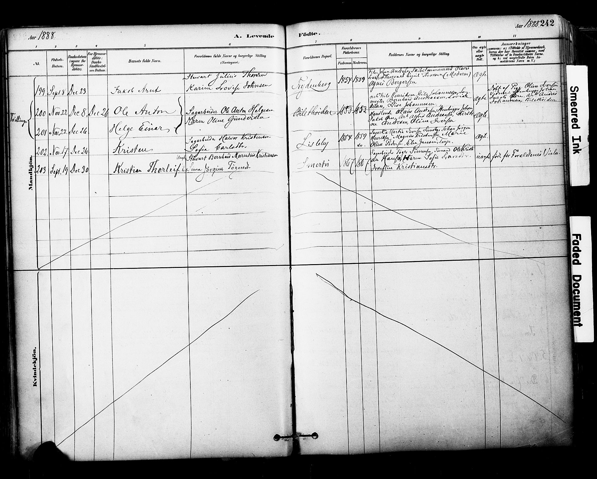 Glemmen prestekontor Kirkebøker, AV/SAO-A-10908/F/Fa/L0011: Parish register (official) no. 11, 1878-1917, p. 242