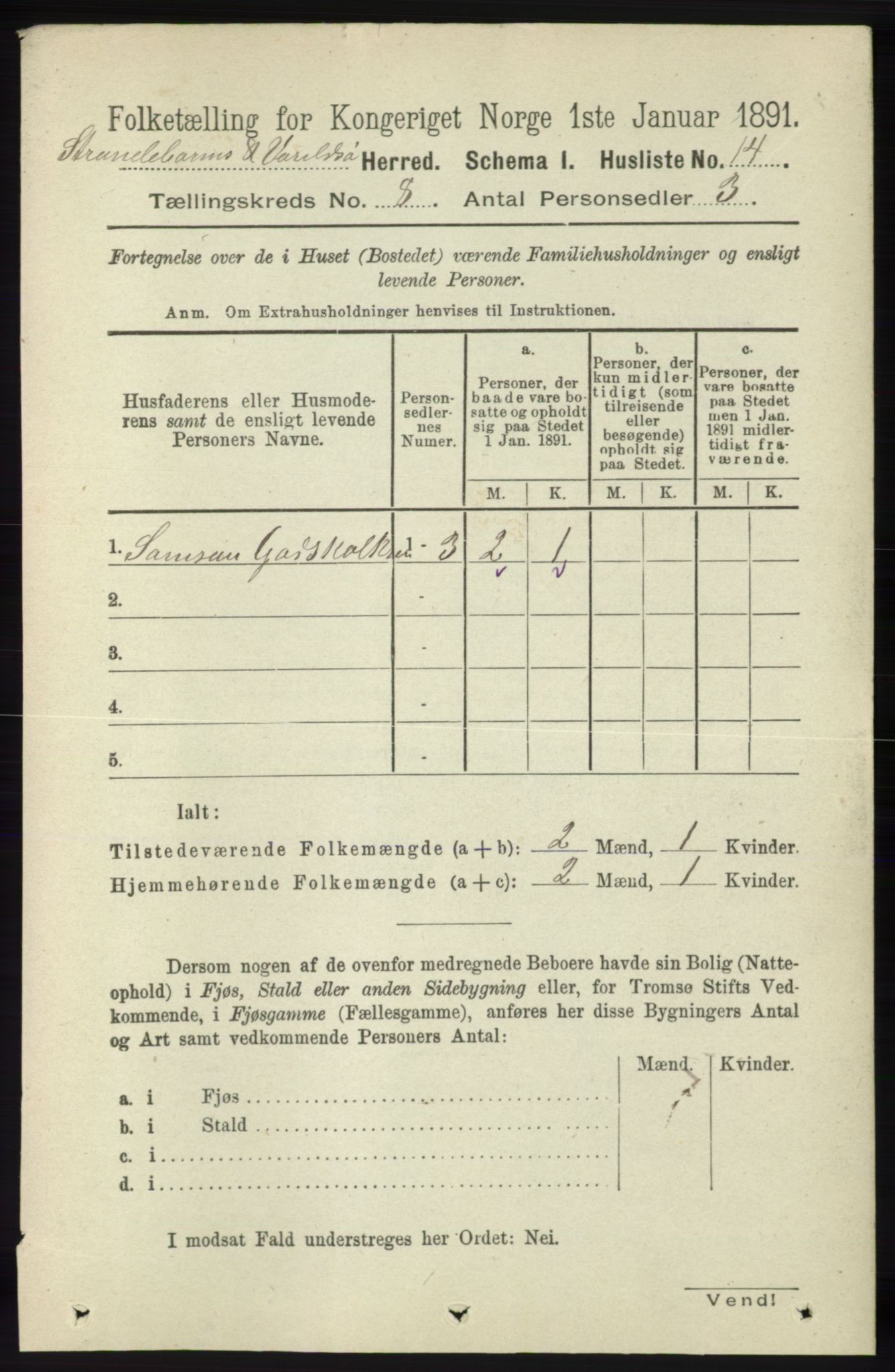 RA, 1891 census for 1226 Strandebarm og Varaldsøy, 1891, p. 2947