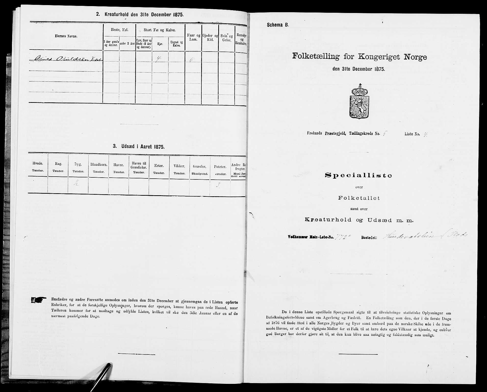SAK, 1875 census for 0919P Froland, 1875, p. 509