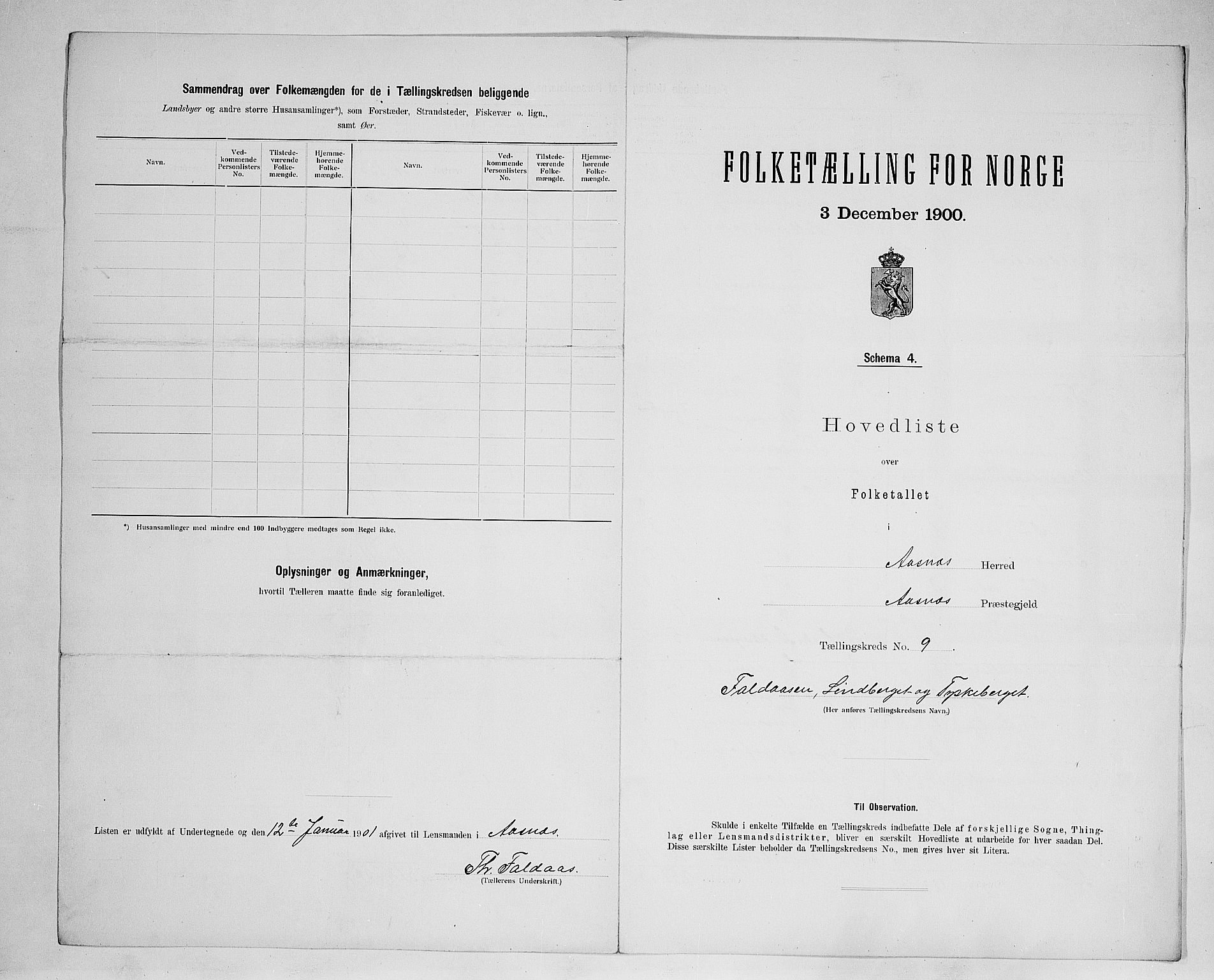 SAH, 1900 census for Åsnes, 1900, p. 43