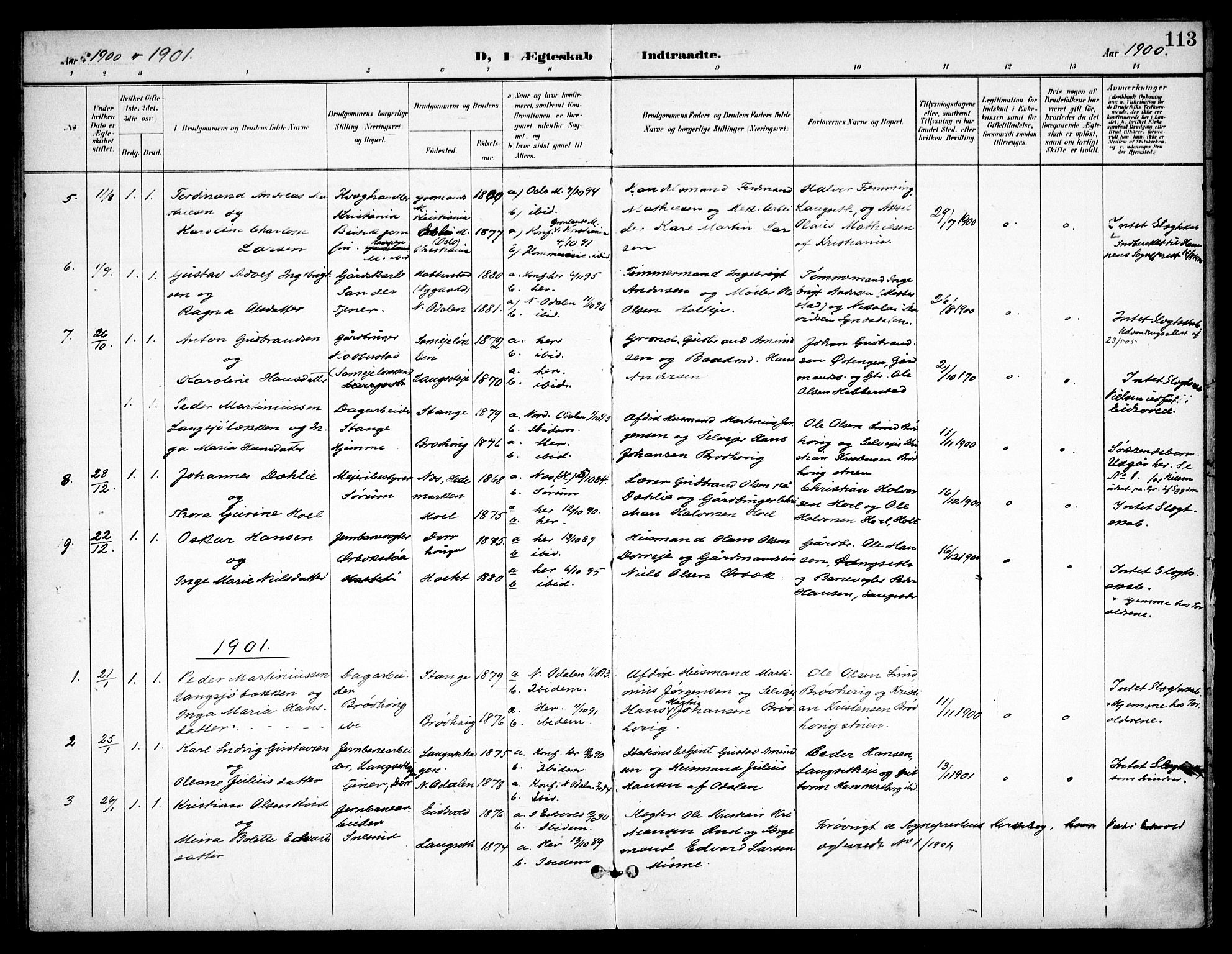 Eidsvoll prestekontor Kirkebøker, SAO/A-10888/F/Fb/L0003: Parish register (official) no. II 3, 1898-1909, p. 113
