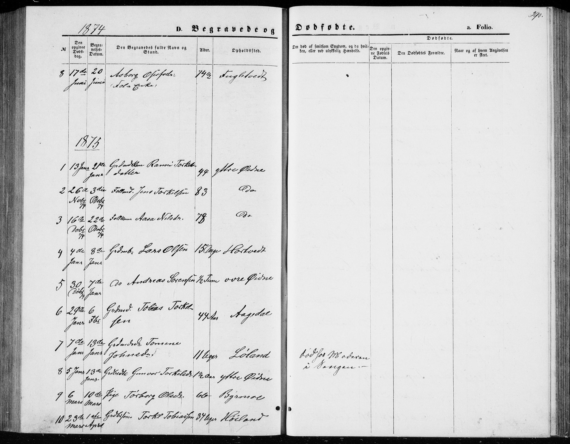 Bjelland sokneprestkontor, SAK/1111-0005/F/Fb/Fbc/L0002: Parish register (copy) no. B 2, 1867-1887, p. 290