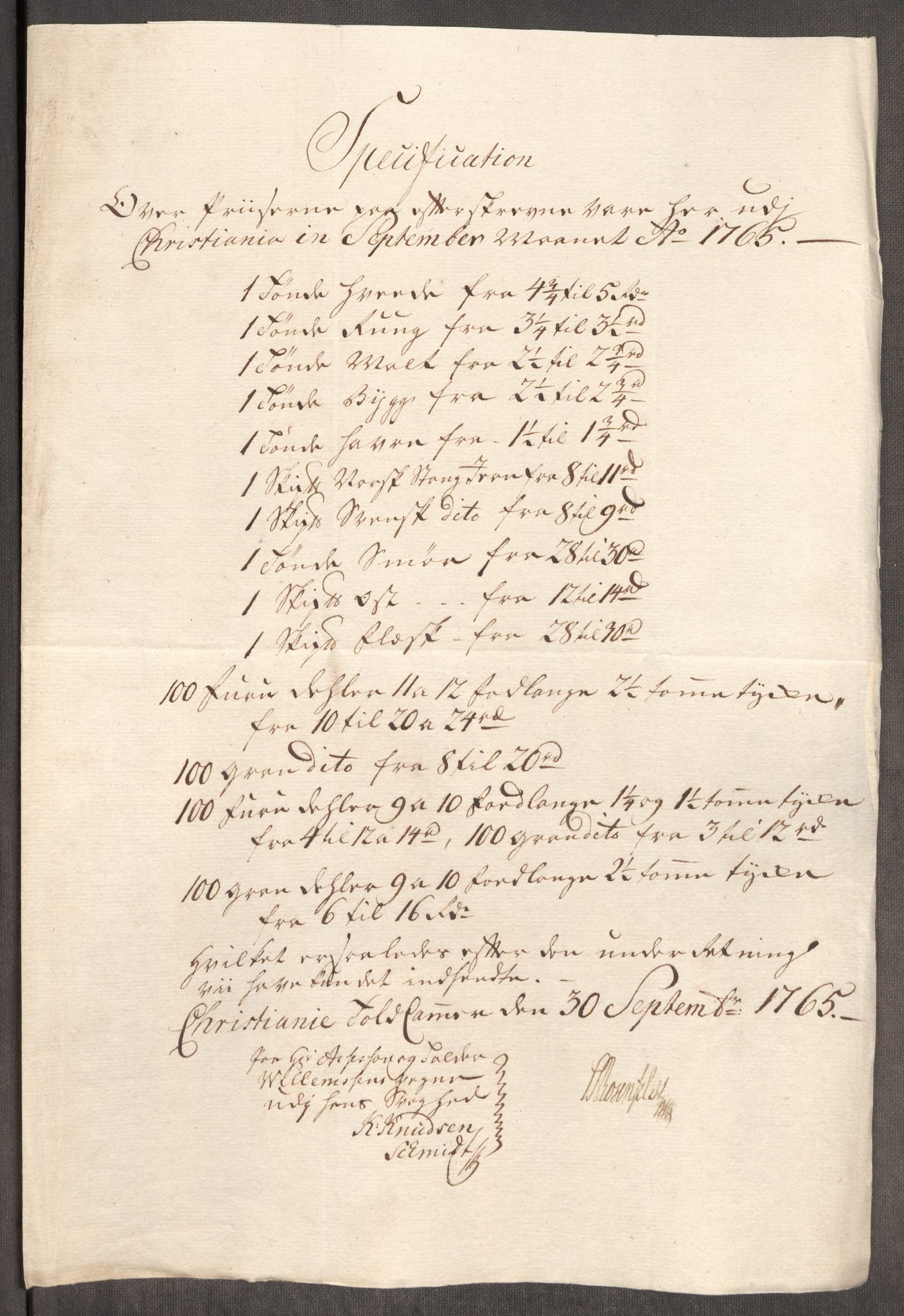 Rentekammeret inntil 1814, Realistisk ordnet avdeling, AV/RA-EA-4070/Oe/L0008: [Ø1]: Priskuranter, 1764-1768, p. 354