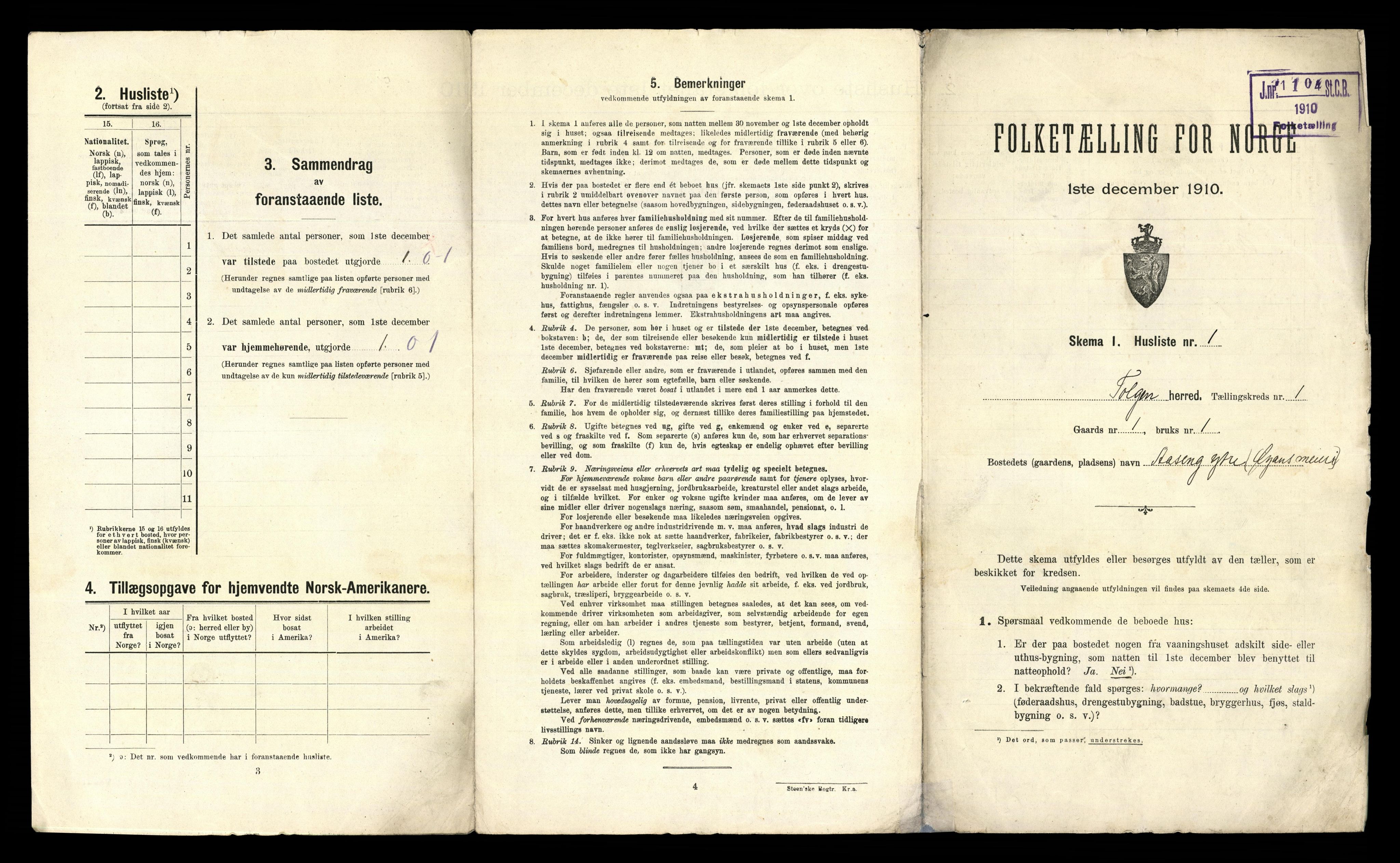 RA, 1910 census for Tolga, 1910, p. 70