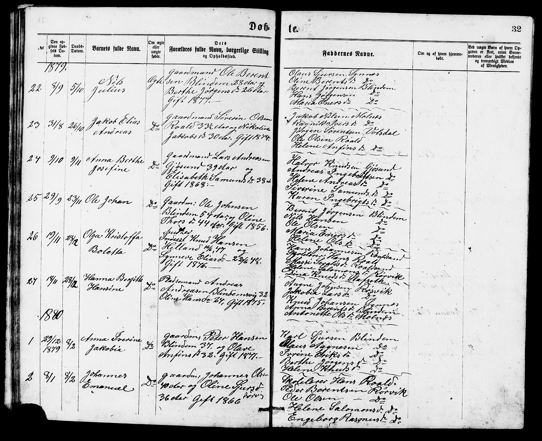 Ministerialprotokoller, klokkerbøker og fødselsregistre - Møre og Romsdal, AV/SAT-A-1454/537/L0521: Parish register (copy) no. 537C02, 1869-1888, p. 32