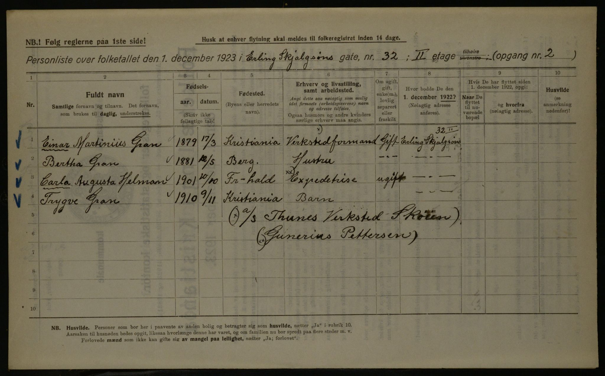 OBA, Municipal Census 1923 for Kristiania, 1923, p. 25246