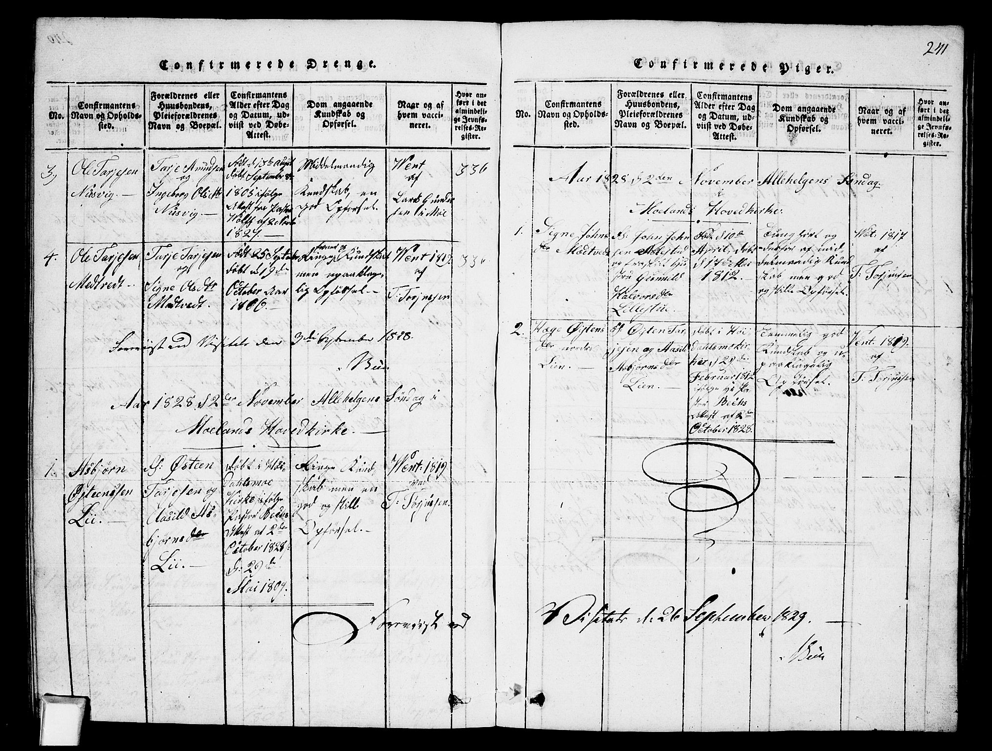 Fyresdal kirkebøker, SAKO/A-263/G/Ga/L0002: Parish register (copy) no. I 2, 1815-1857, p. 241