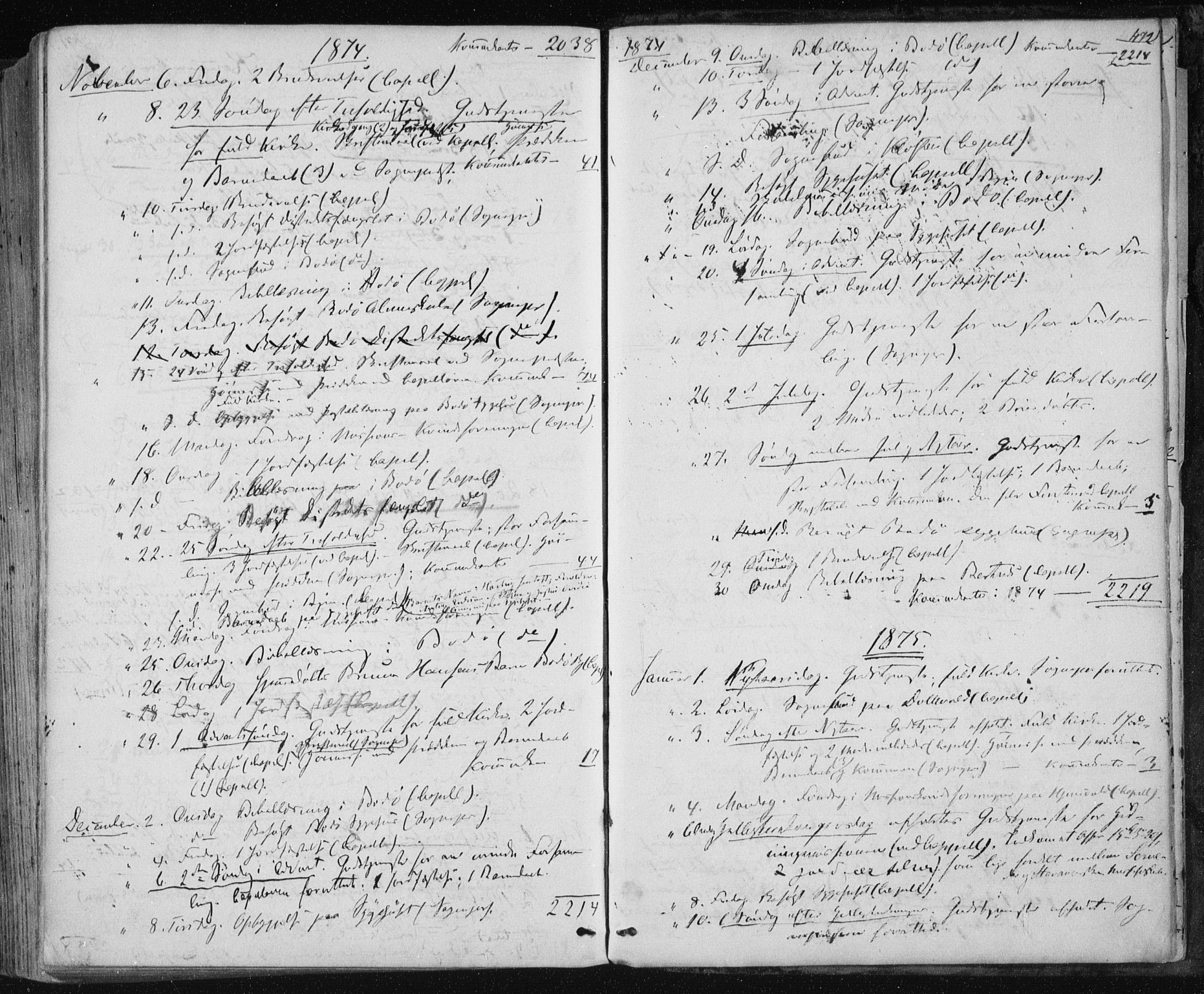 Ministerialprotokoller, klokkerbøker og fødselsregistre - Nordland, SAT/A-1459/801/L0008: Parish register (official) no. 801A08, 1864-1875, p. 472