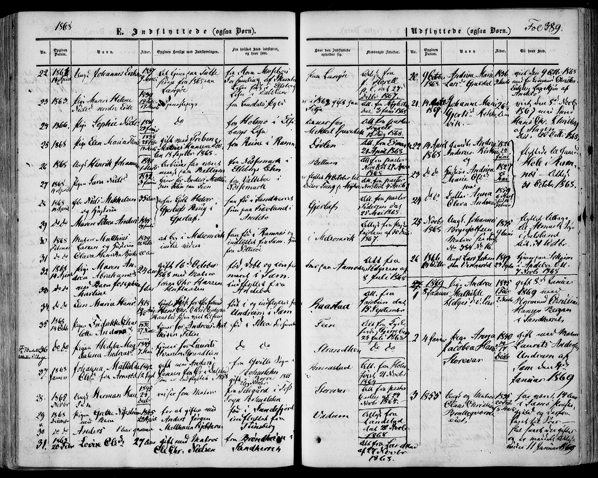 Stokke kirkebøker, AV/SAKO-A-320/F/Fa/L0008: Parish register (official) no. I 8, 1858-1871, p. 389