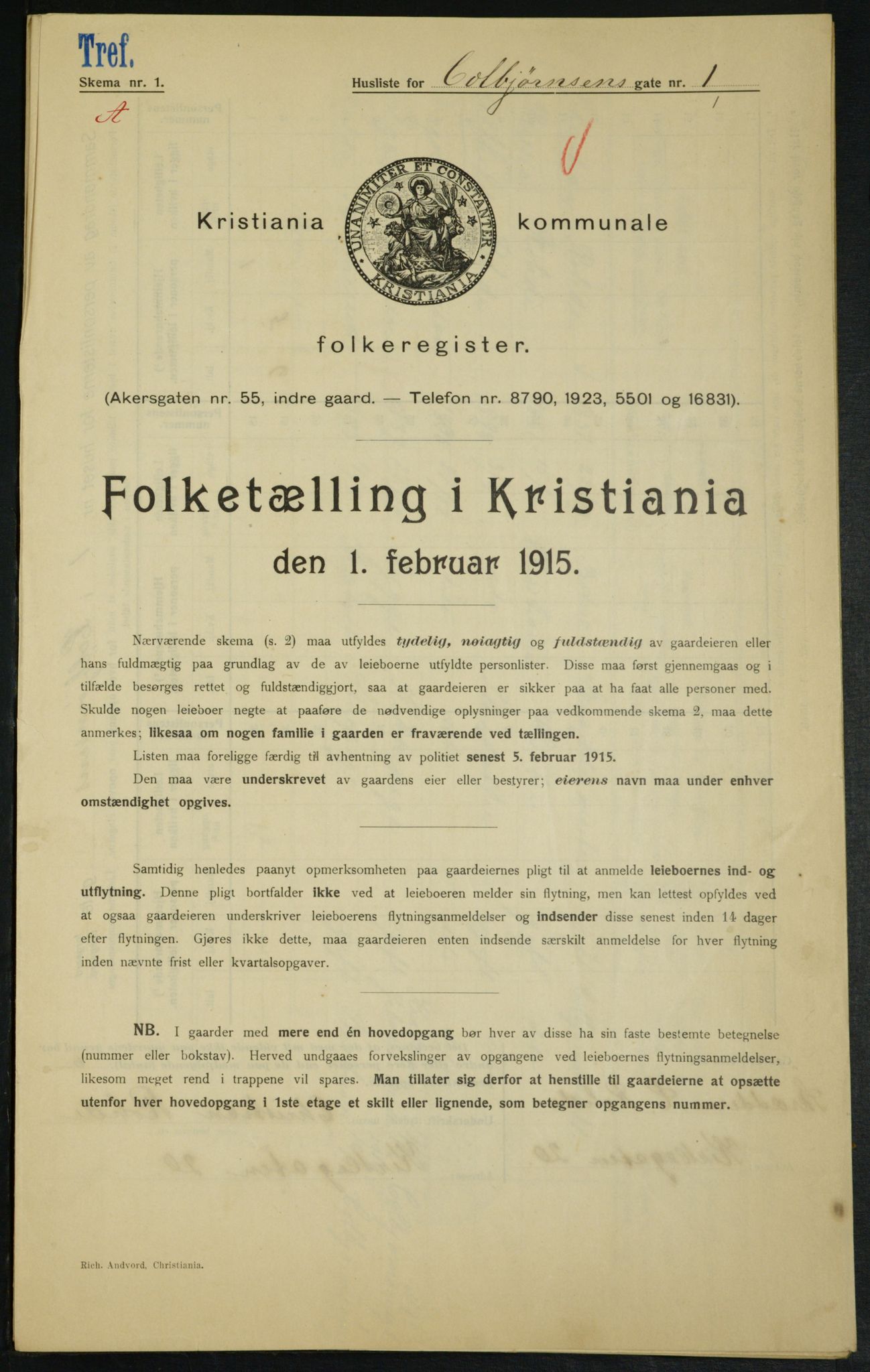 OBA, Municipal Census 1915 for Kristiania, 1915, p. 12896