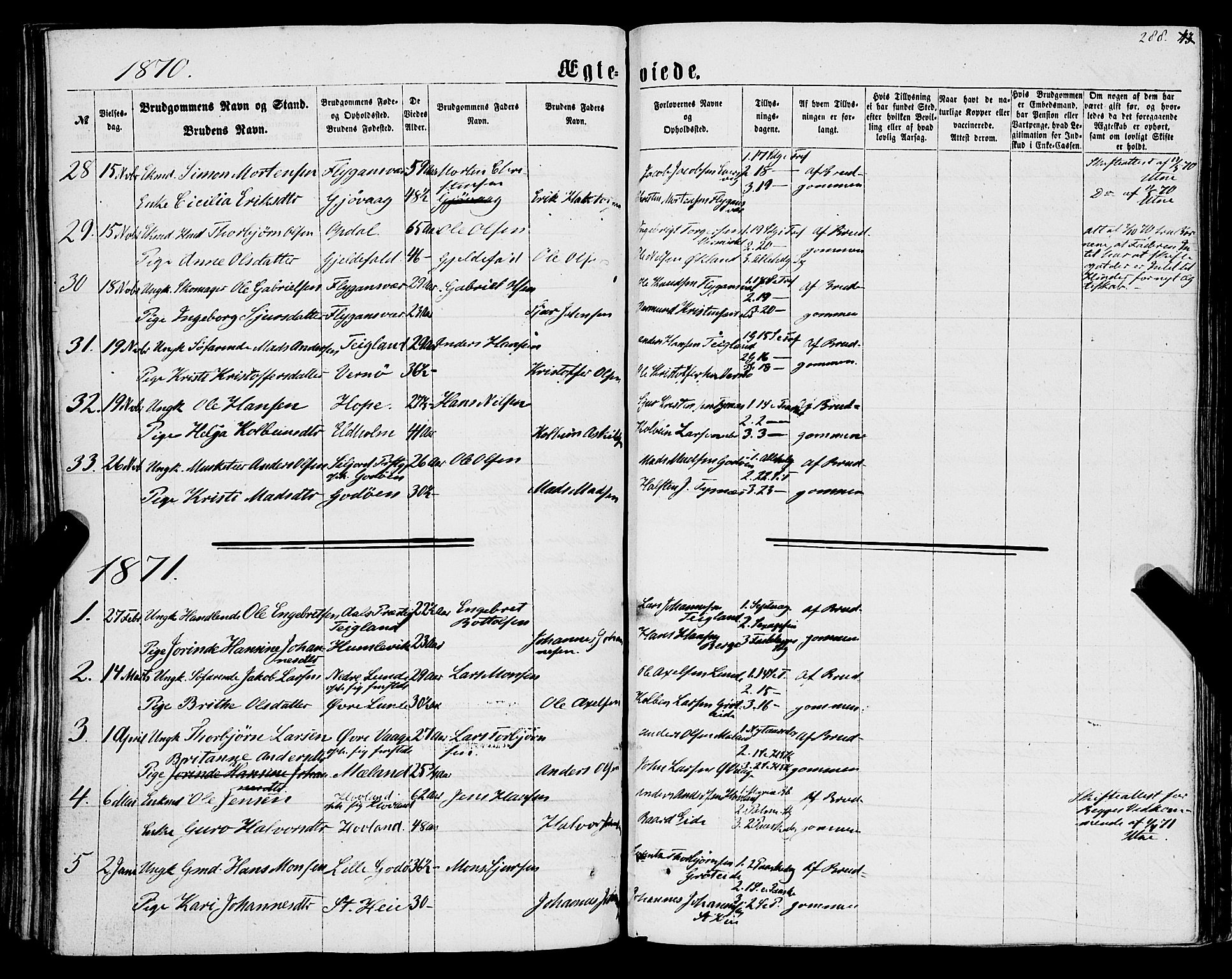 Tysnes sokneprestembete, AV/SAB-A-78601/H/Haa: Parish register (official) no. A 11, 1860-1871, p. 288