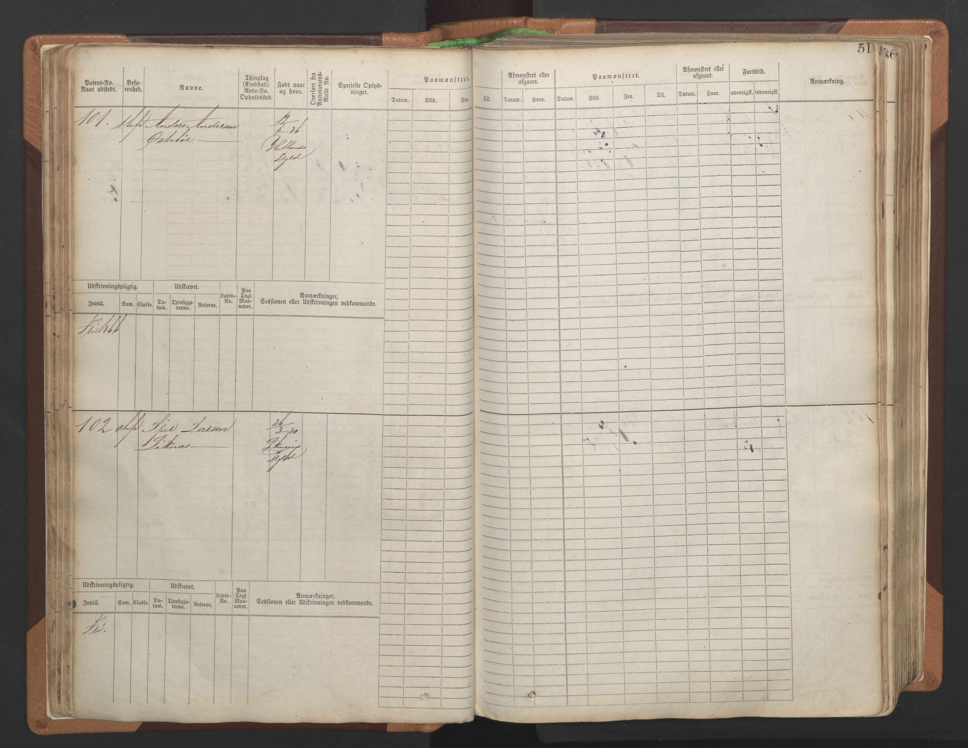 Stavanger sjømannskontor, SAST/A-102006/F/Fb/Fbb/L0004: Sjøfartshovedrulle, patentnr. 1-792 (del 1), 1869-1880, p. 55