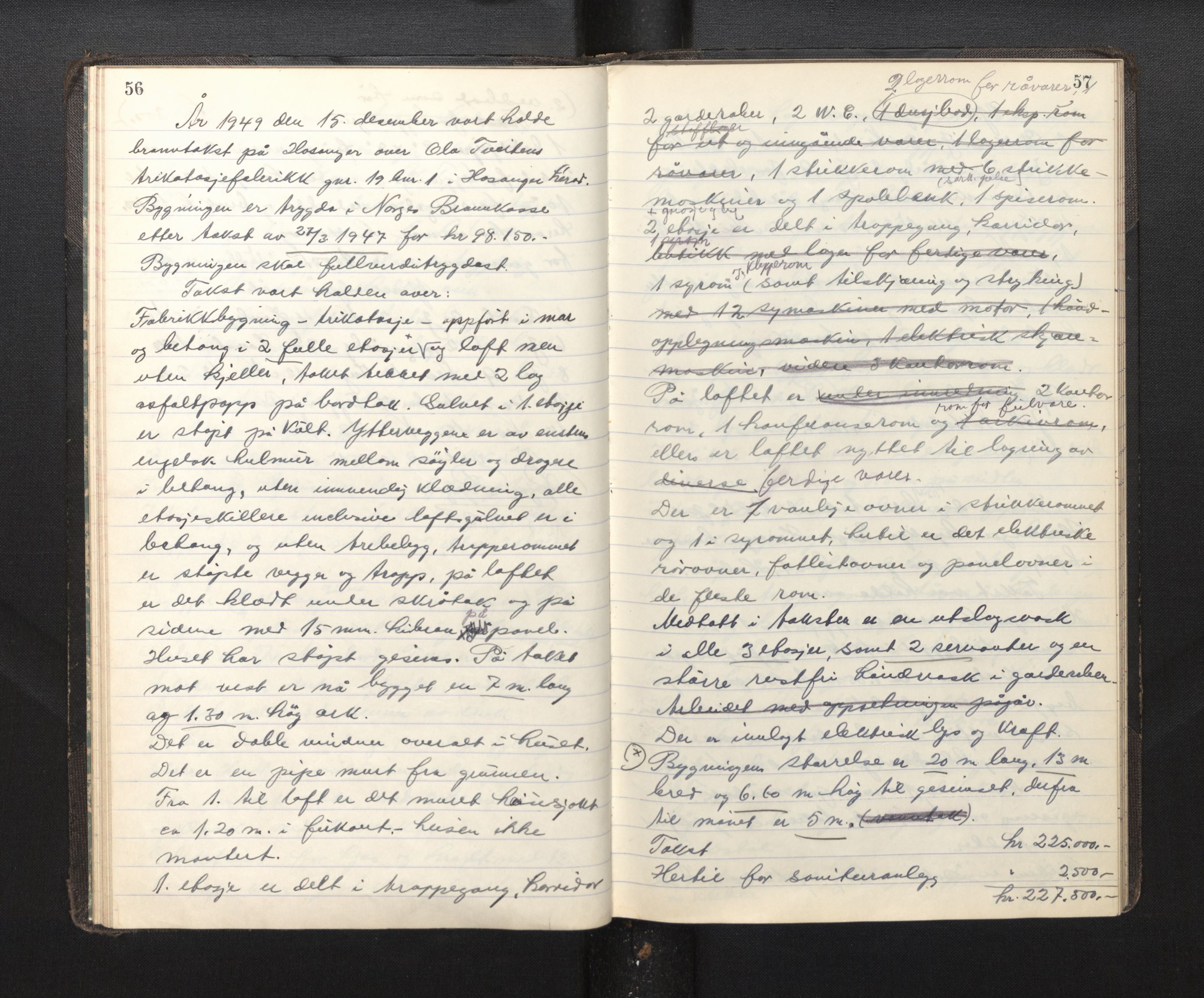 Lensmannen i Hosanger, AV/SAB-A-33001/0012/L0004: Branntakstprotokoll, 1949-1952, p. 56-57
