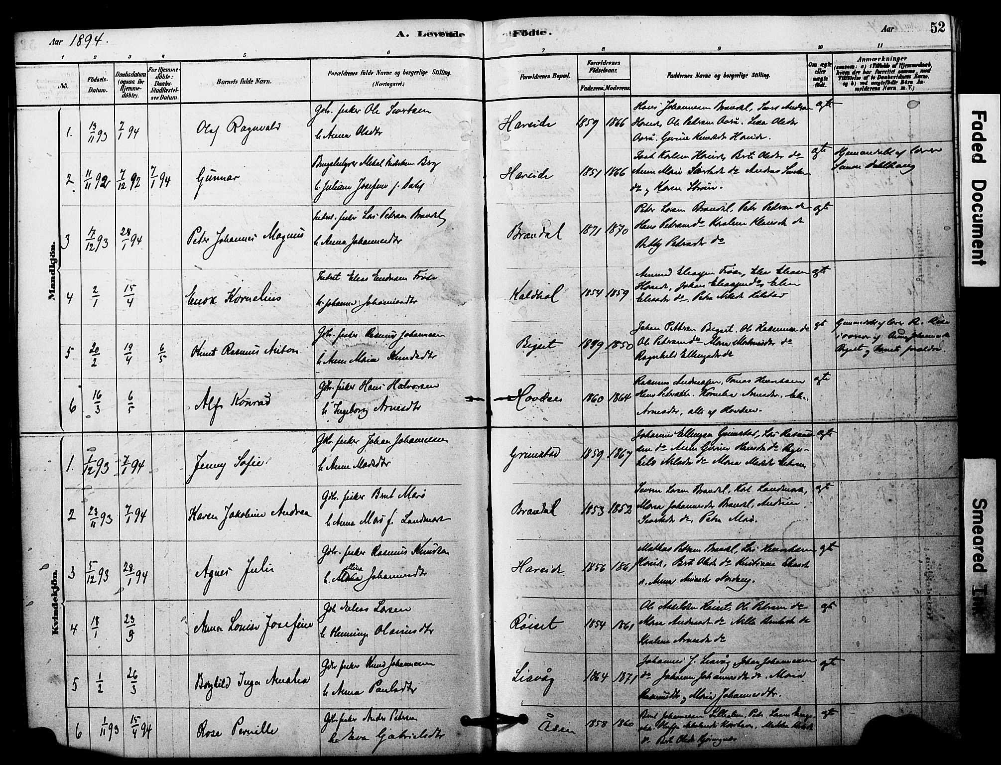 Ministerialprotokoller, klokkerbøker og fødselsregistre - Møre og Romsdal, AV/SAT-A-1454/510/L0122: Parish register (official) no. 510A02, 1878-1897, p. 52