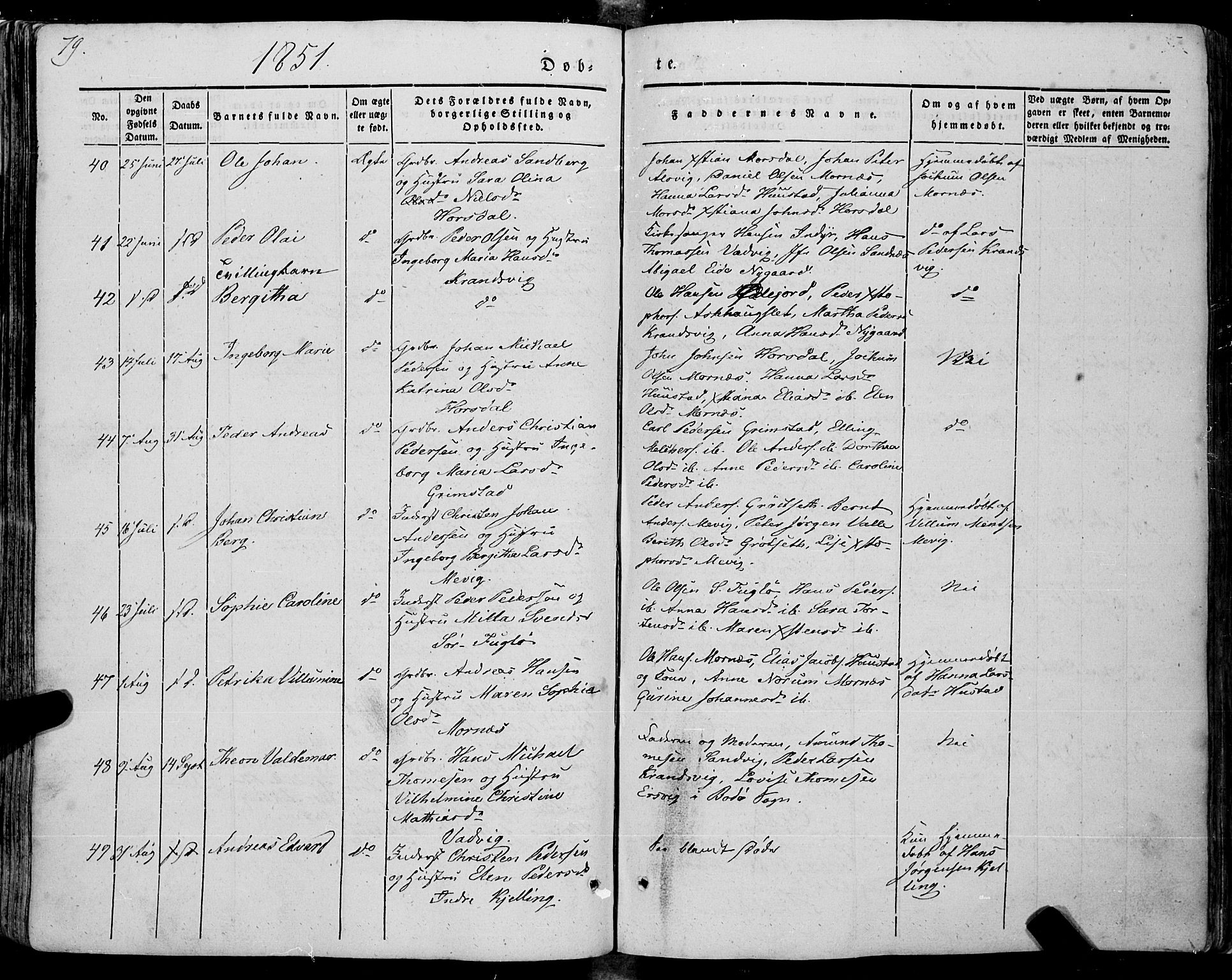 Ministerialprotokoller, klokkerbøker og fødselsregistre - Nordland, SAT/A-1459/805/L0097: Parish register (official) no. 805A04, 1837-1861, p. 79
