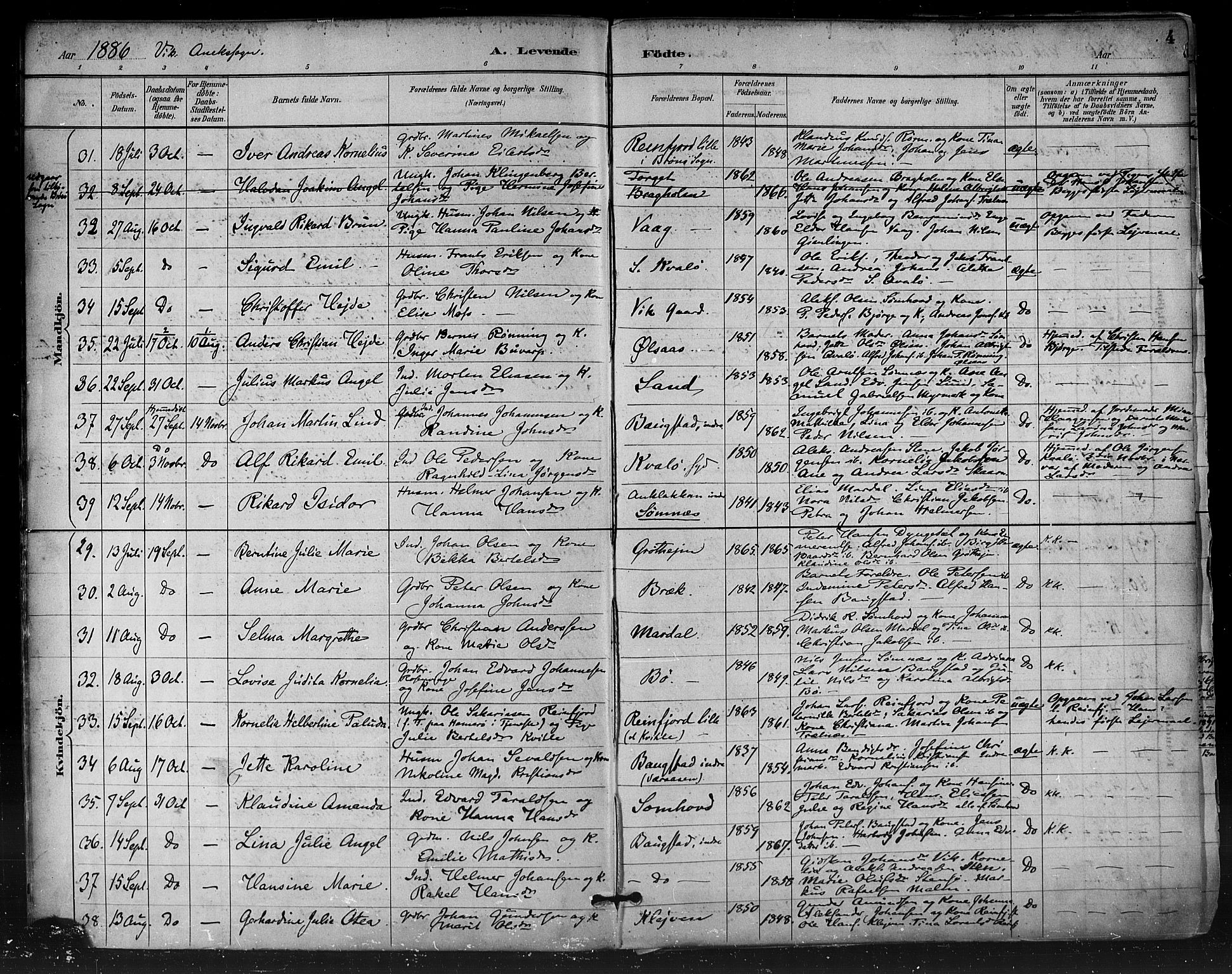 Ministerialprotokoller, klokkerbøker og fødselsregistre - Nordland, SAT/A-1459/812/L0178: Parish register (official) no. 812A07, 1886-1900, p. 4