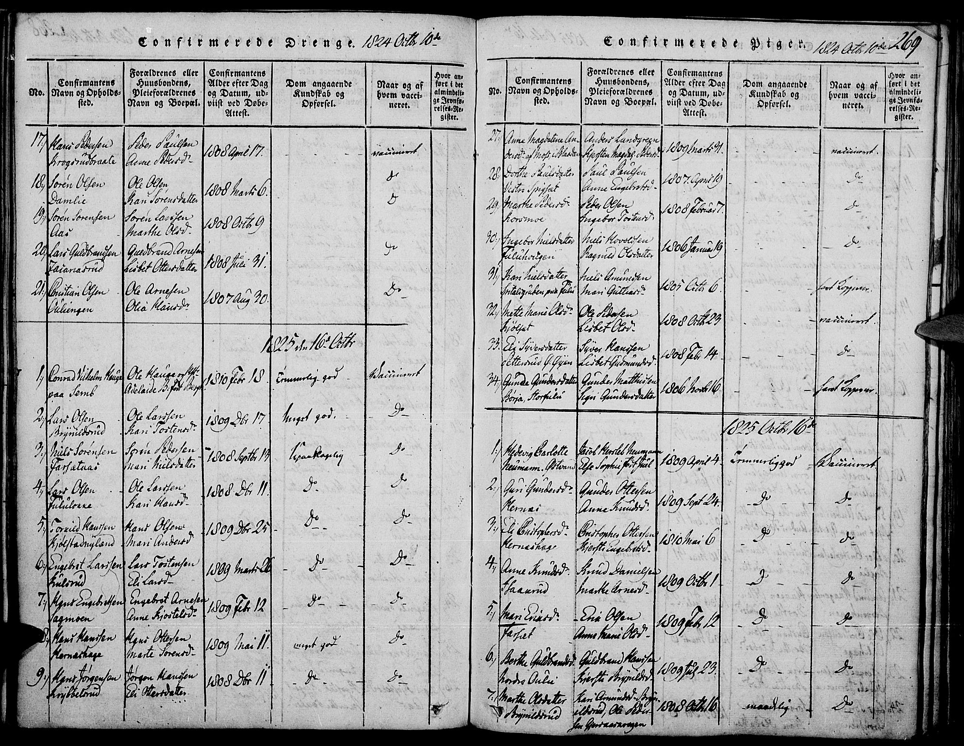 Strøm-Odalen prestekontor, AV/SAH-PREST-028/H/Ha/Haa/L0006: Parish register (official) no. 6, 1814-1850, p. 269