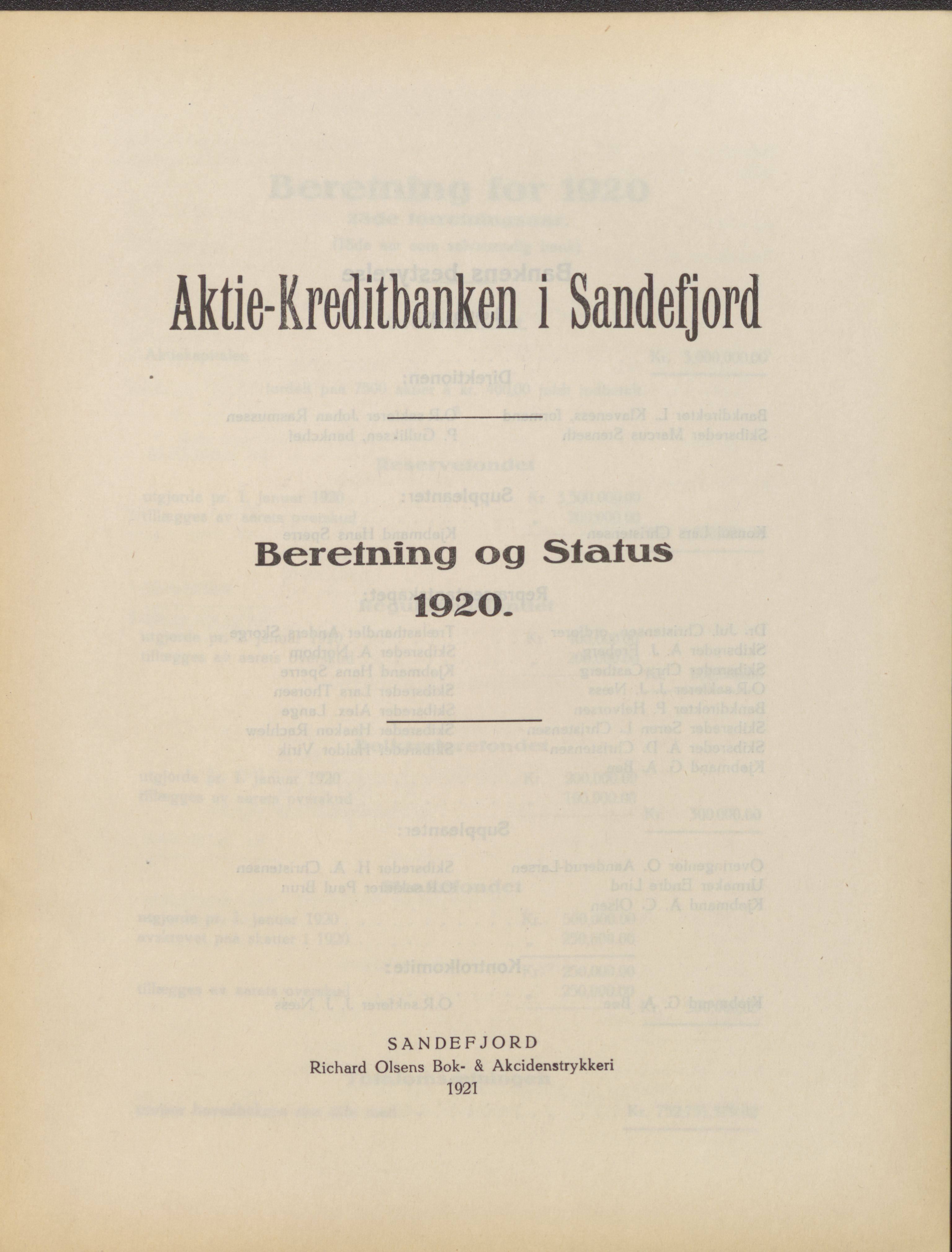 Privatbanken i Sandefjord AS, VEMU/ARS-A-1256/X/L0001: Årsberetninger, 1912-1929, p. 62