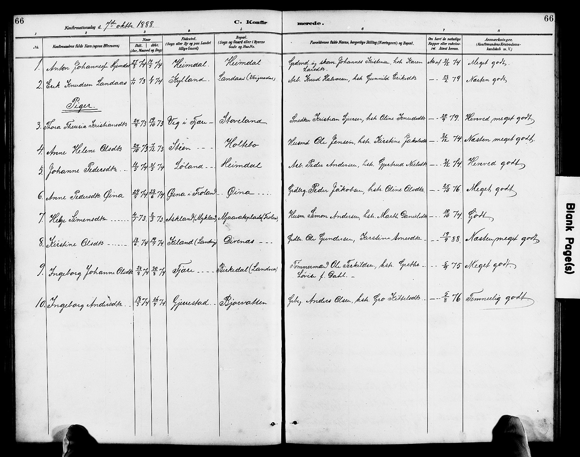 Herefoss sokneprestkontor, SAK/1111-0019/F/Fb/Fba/L0003: Parish register (copy) no. B 3, 1887-1925, p. 66