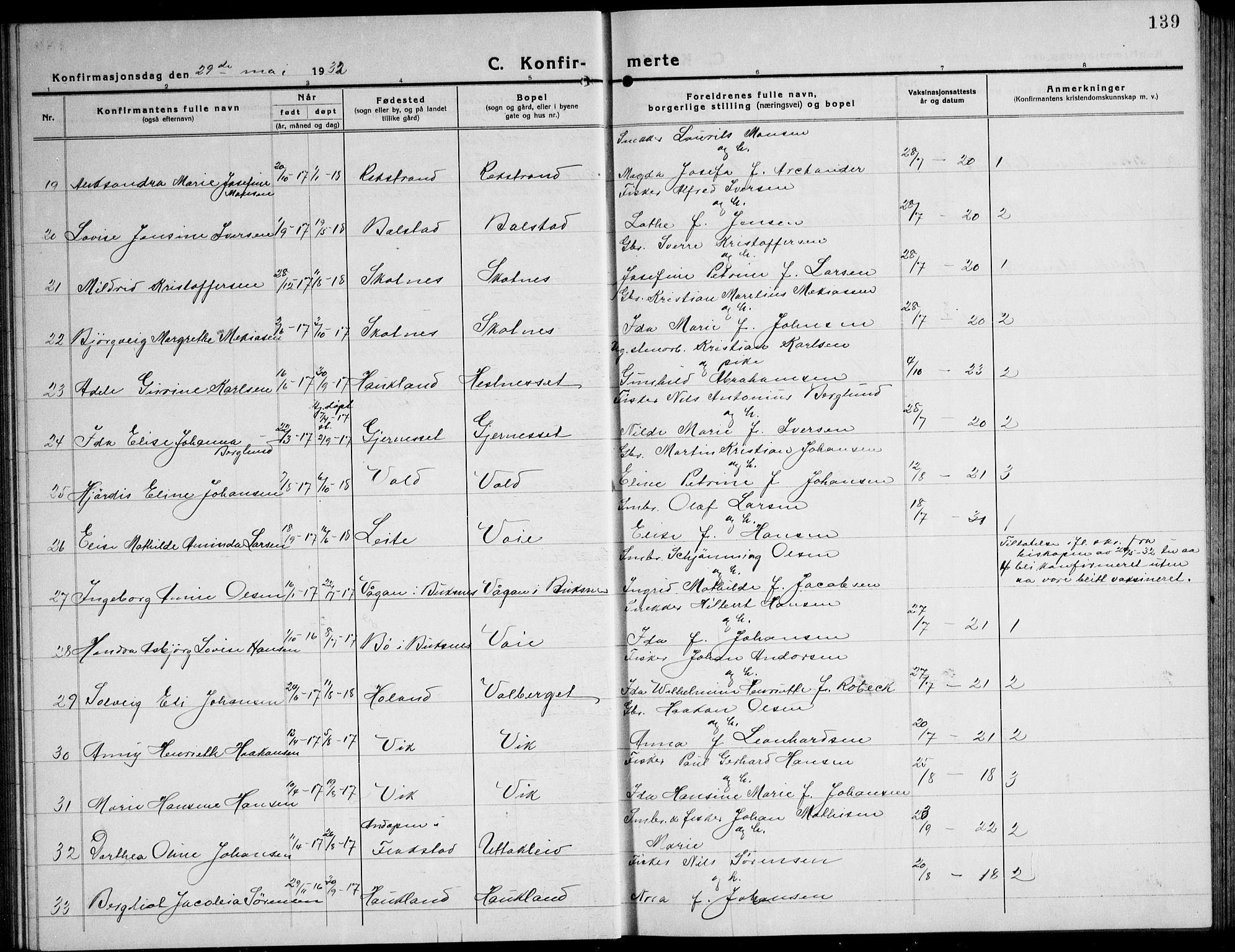 Ministerialprotokoller, klokkerbøker og fødselsregistre - Nordland, AV/SAT-A-1459/881/L1170: Parish register (copy) no. 881C07, 1930-1943, p. 139