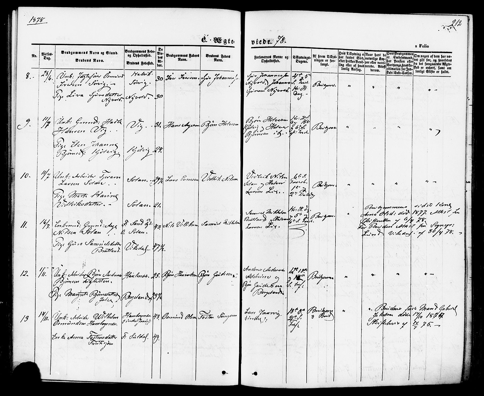 Jelsa sokneprestkontor, AV/SAST-A-101842/01/IV: Parish register (official) no. A 8, 1867-1883, p. 212