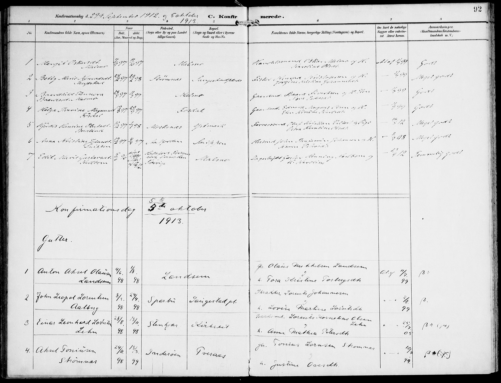 Ministerialprotokoller, klokkerbøker og fødselsregistre - Nord-Trøndelag, SAT/A-1458/745/L0430: Parish register (official) no. 745A02, 1895-1913, p. 92