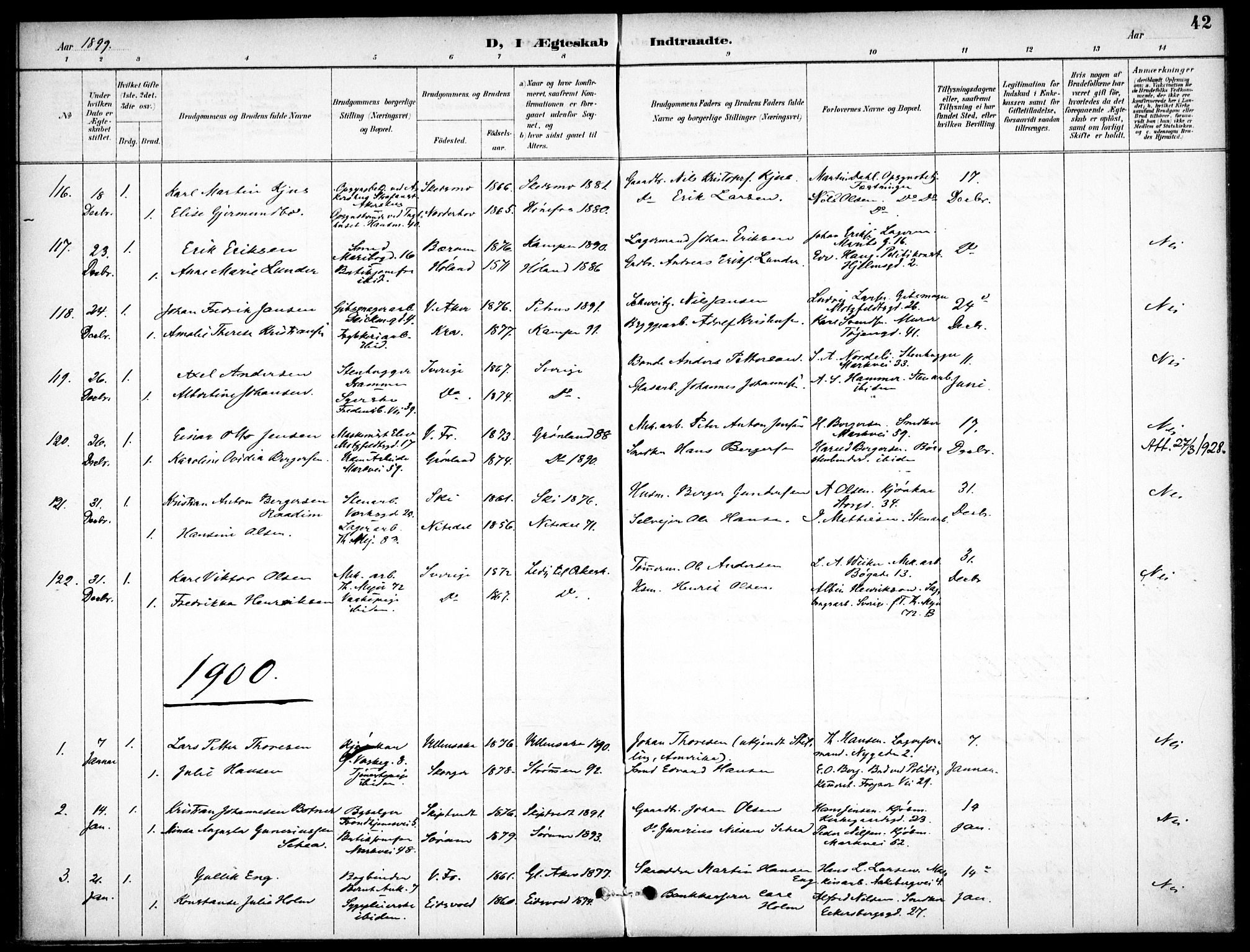 Jakob prestekontor Kirkebøker, AV/SAO-A-10850/F/Fa/L0006: Parish register (official) no. 6, 1895-1908, p. 42