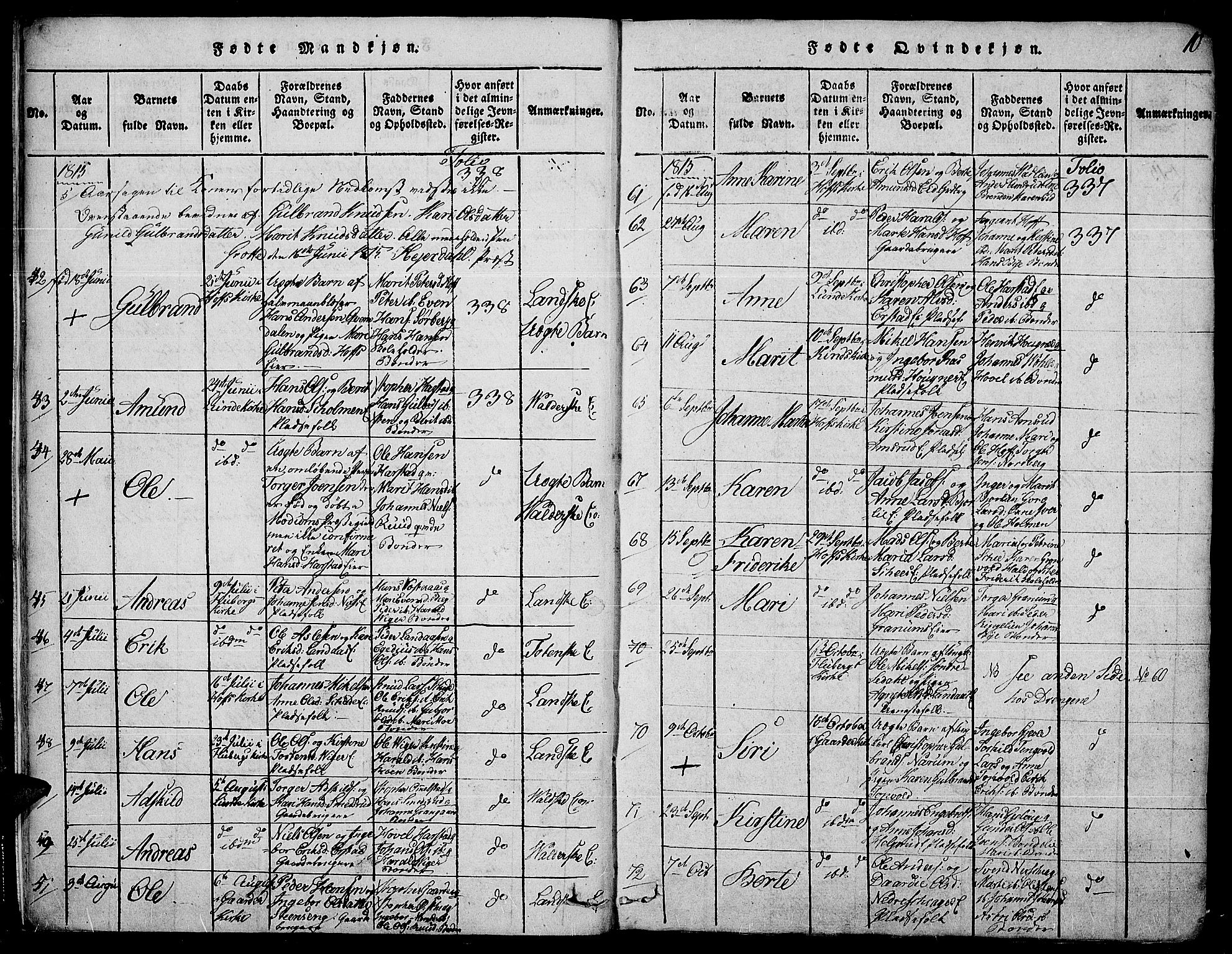 Land prestekontor, AV/SAH-PREST-120/H/Ha/Haa/L0007: Parish register (official) no. 7, 1814-1830, p. 10