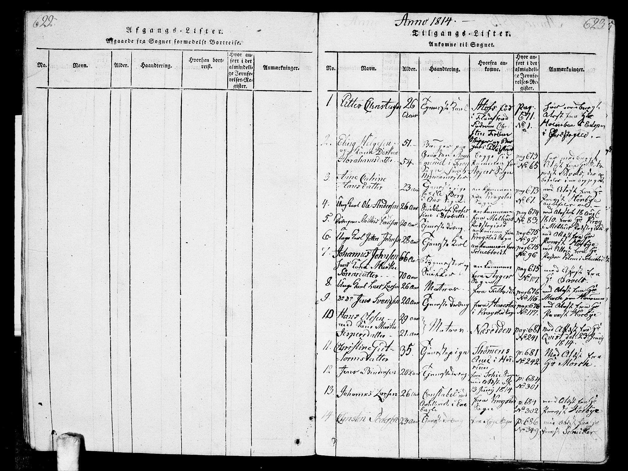 Ås prestekontor Kirkebøker, SAO/A-10894/G/Ga/L0001: Parish register (copy) no. I 1, 1814-1820, p. 622-623