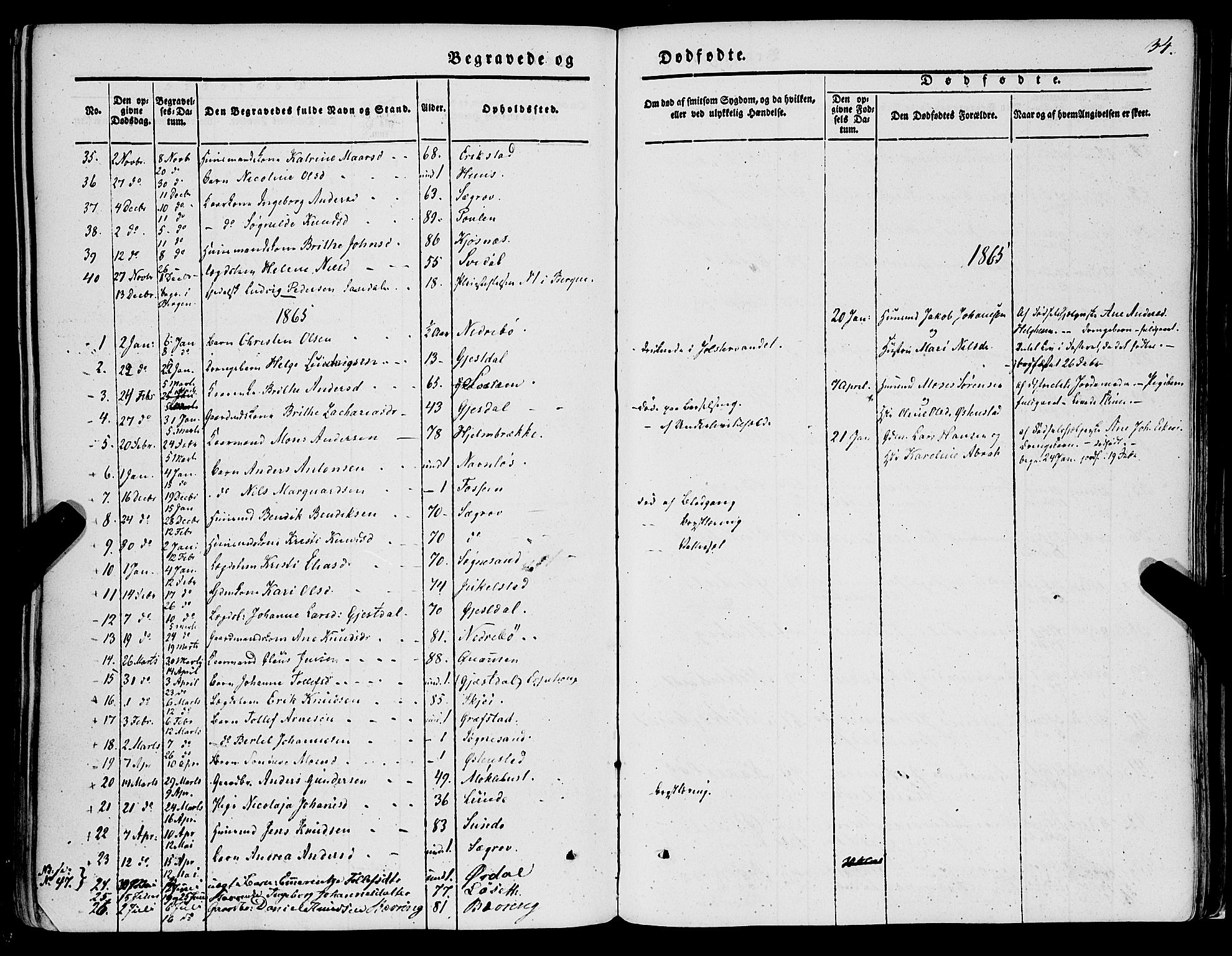 Jølster sokneprestembete, SAB/A-80701/H/Haa/Haaa/L0010: Parish register (official) no. A 10, 1847-1865, p. 34