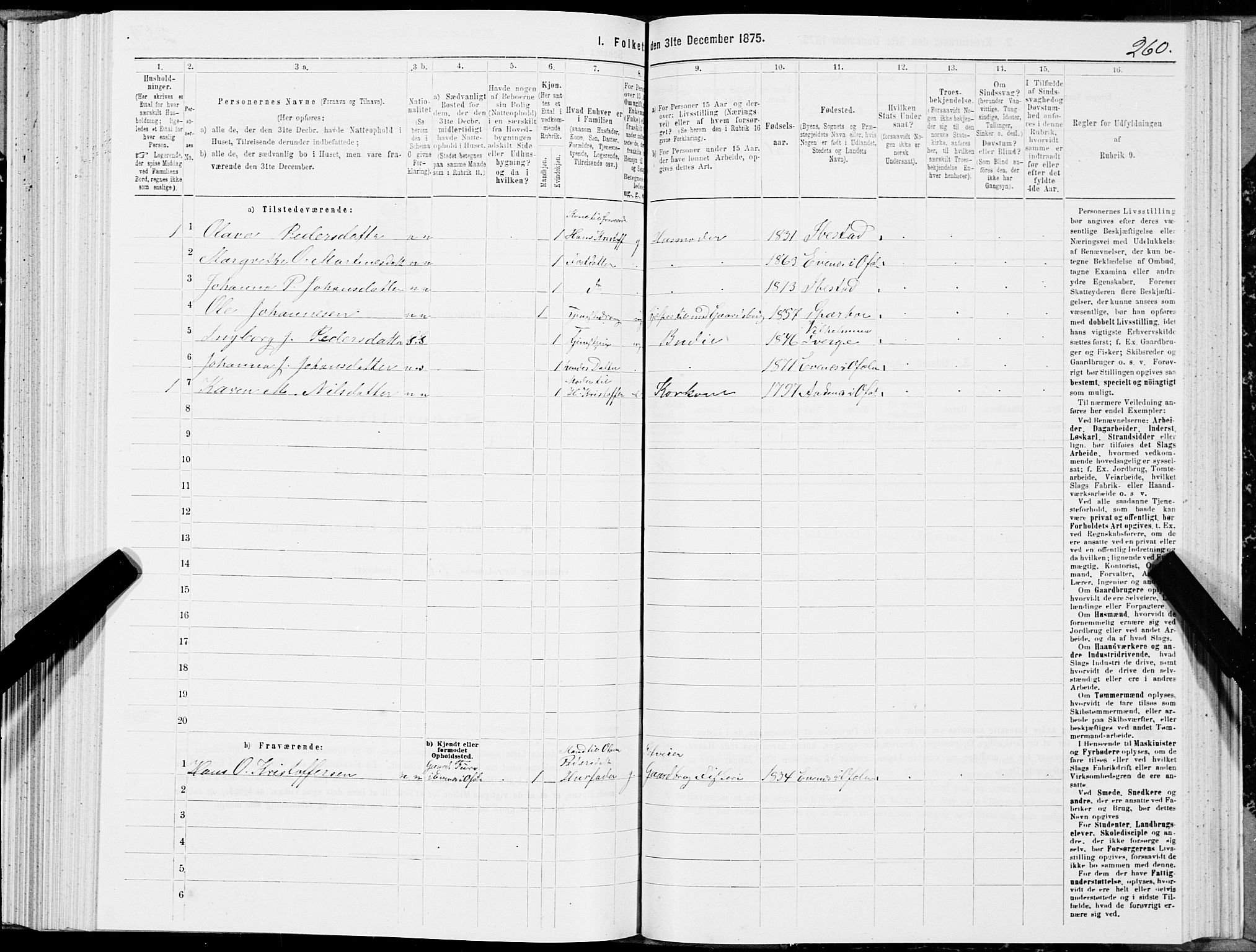SAT, 1875 census for 1853P Ofoten, 1875, p. 1260