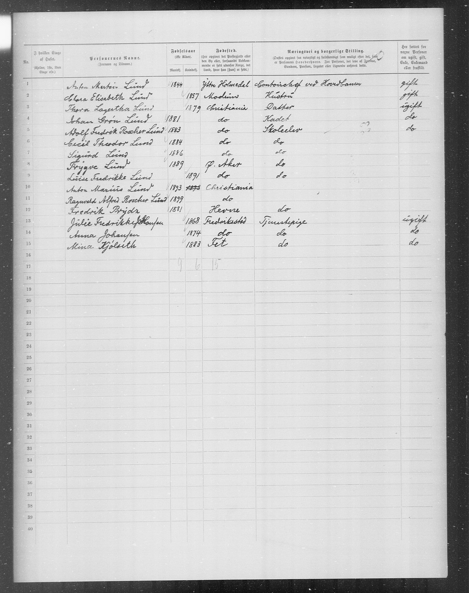 OBA, Municipal Census 1899 for Kristiania, 1899, p. 6959