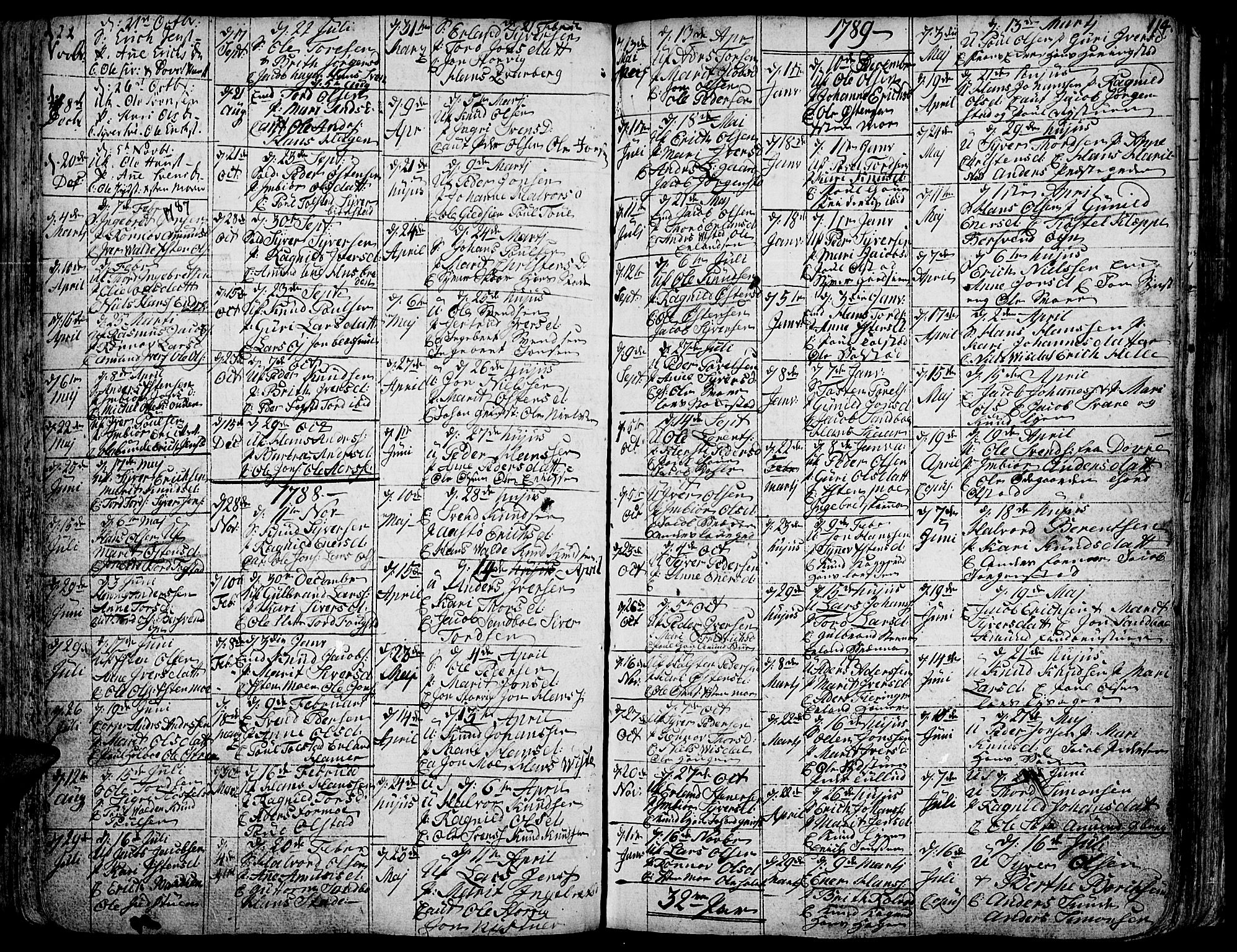 Vågå prestekontor, AV/SAH-PREST-076/H/Ha/Haa/L0001: Parish register (official) no. 1, 1739-1810, p. 114