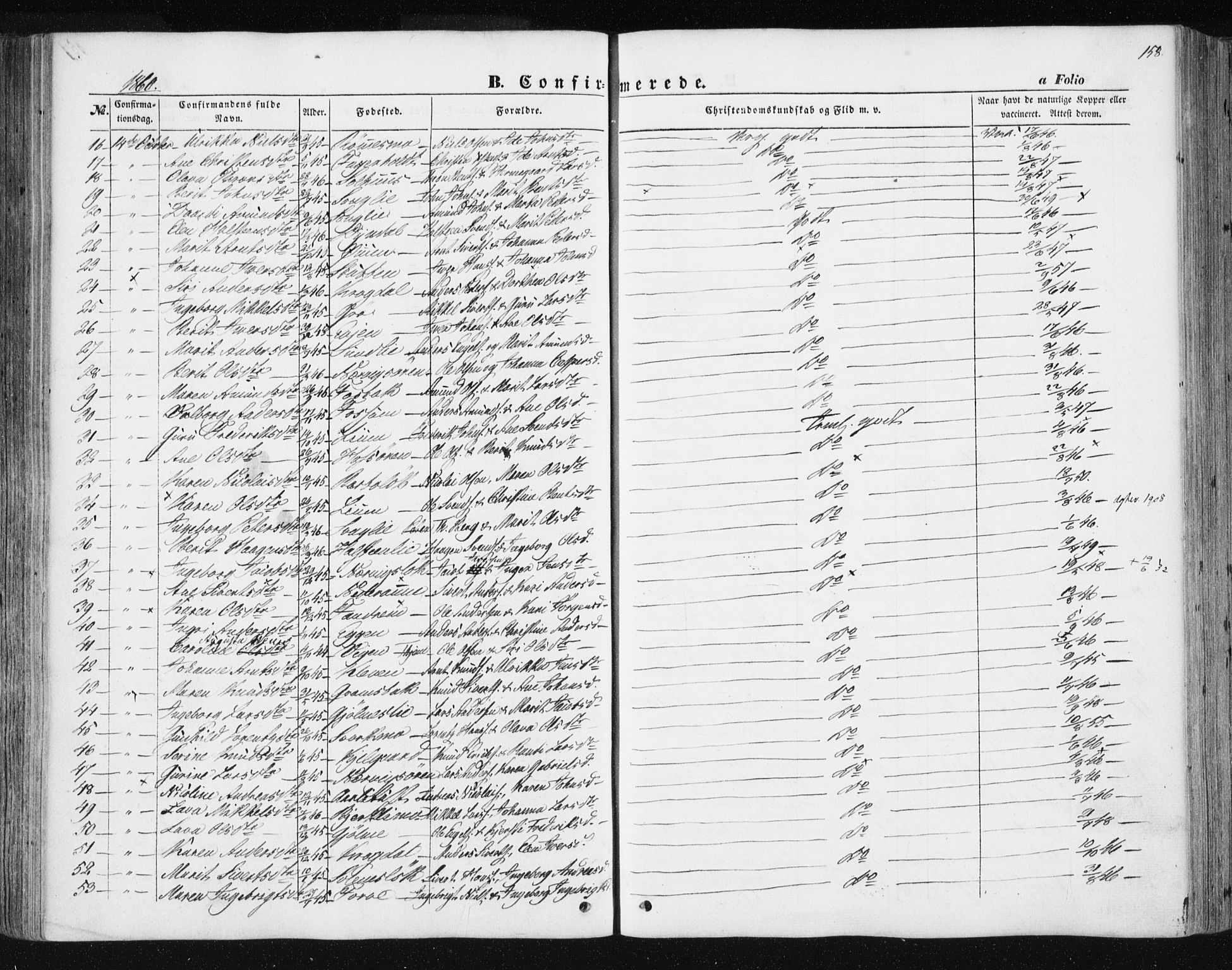 Ministerialprotokoller, klokkerbøker og fødselsregistre - Sør-Trøndelag, SAT/A-1456/668/L0806: Parish register (official) no. 668A06, 1854-1869, p. 158