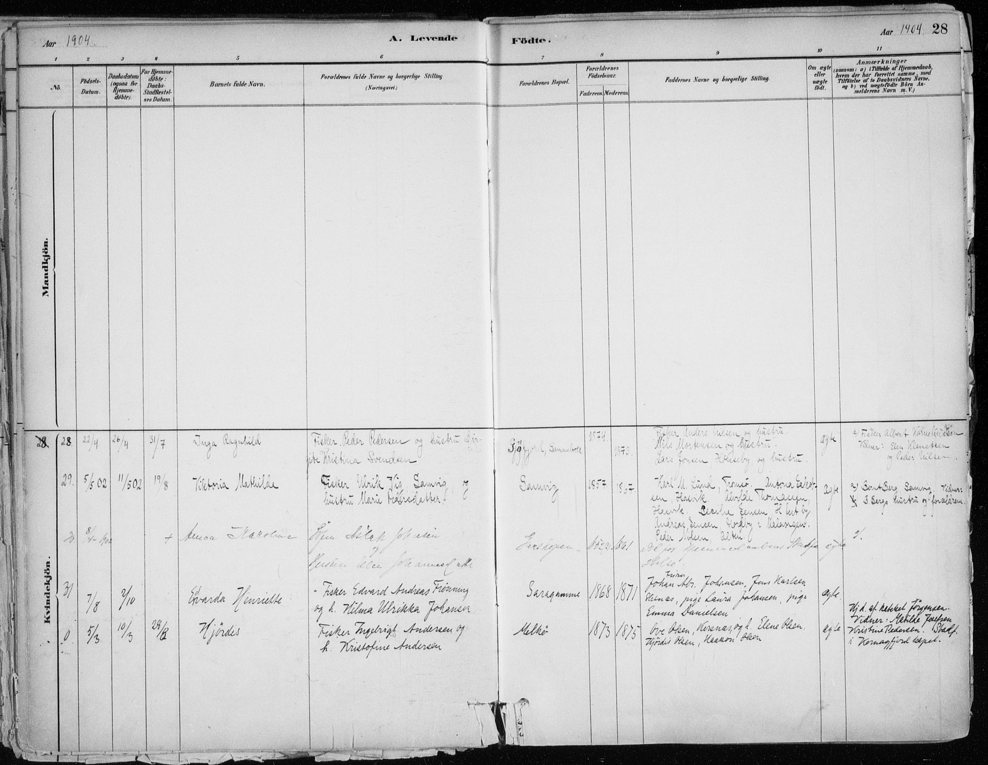 Hammerfest sokneprestkontor, SATØ/S-1347/H/Ha/L0013.kirke: Parish register (official) no. 13, 1898-1917, p. 28