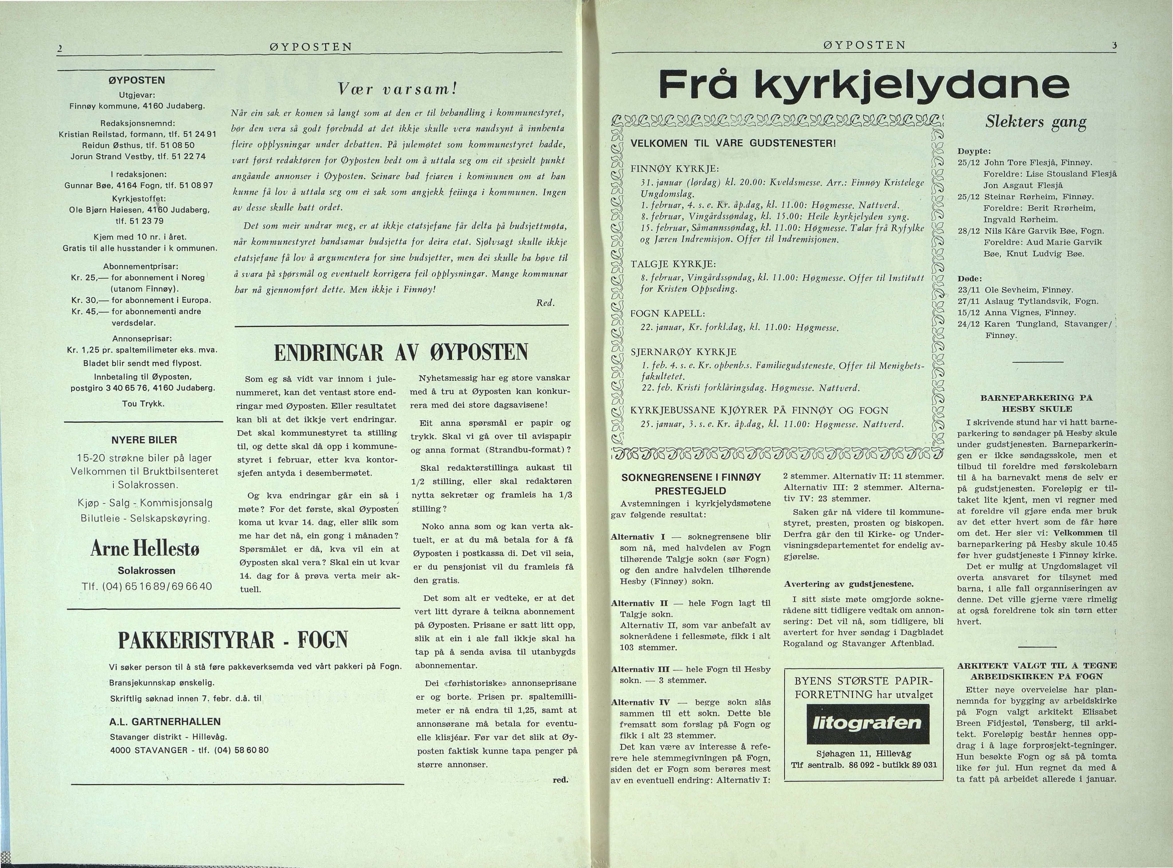 , Finnøy kommune, Øyposten, 1981, 1981