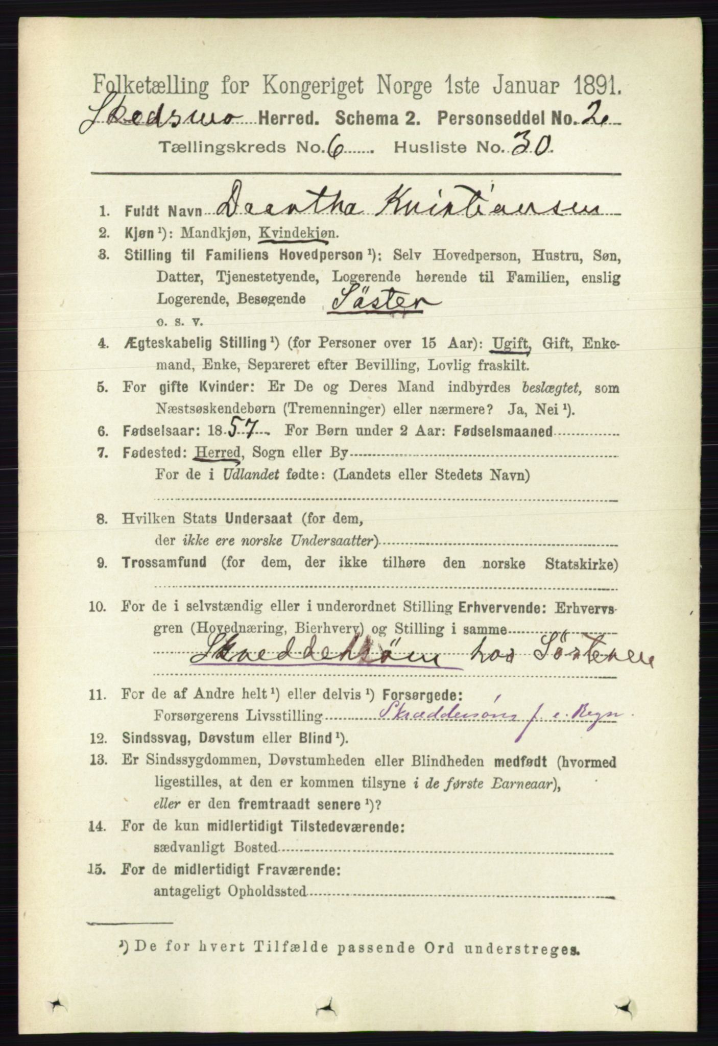 RA, 1891 census for 0231 Skedsmo, 1891, p. 2948