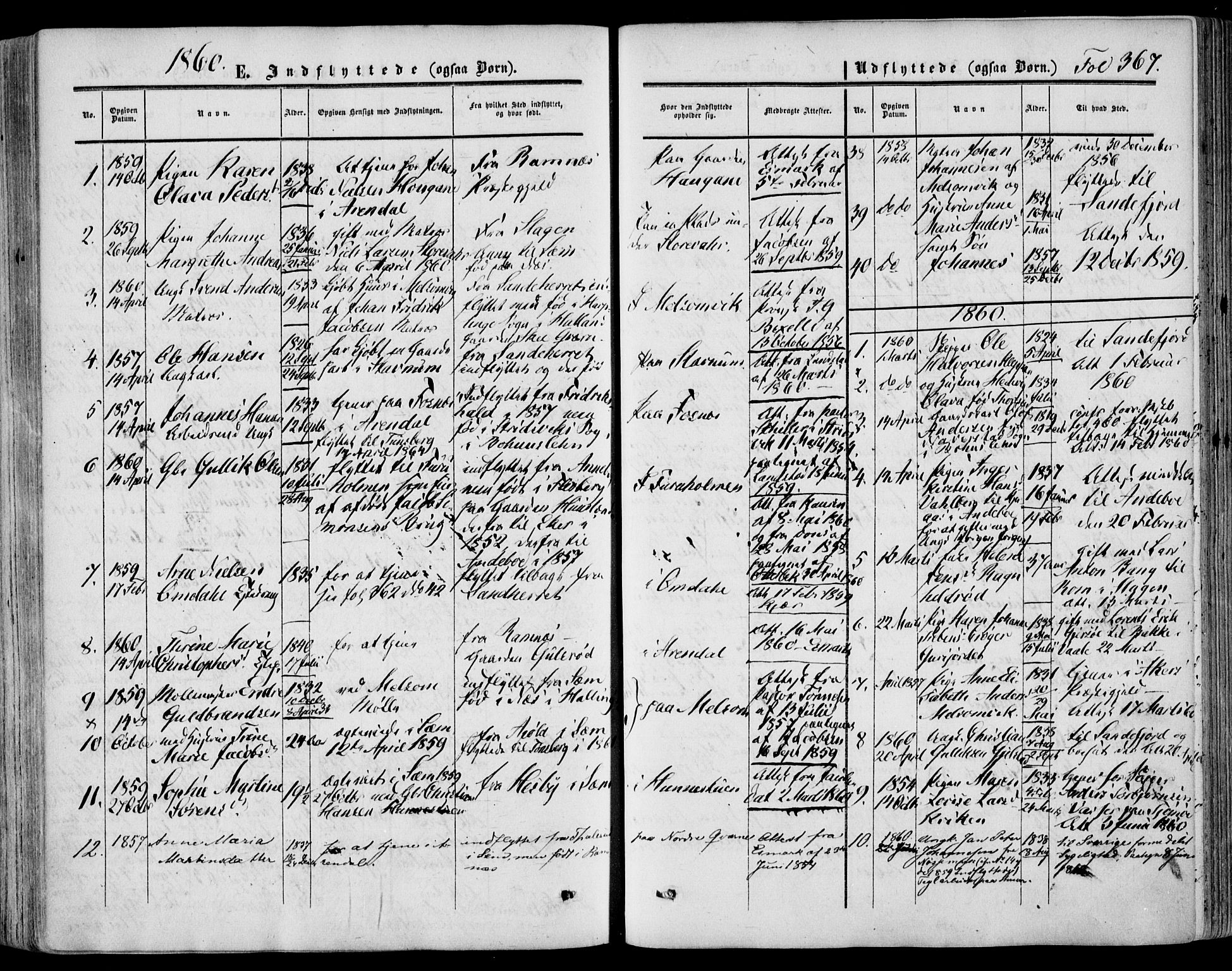 Stokke kirkebøker, AV/SAKO-A-320/F/Fa/L0008: Parish register (official) no. I 8, 1858-1871, p. 367