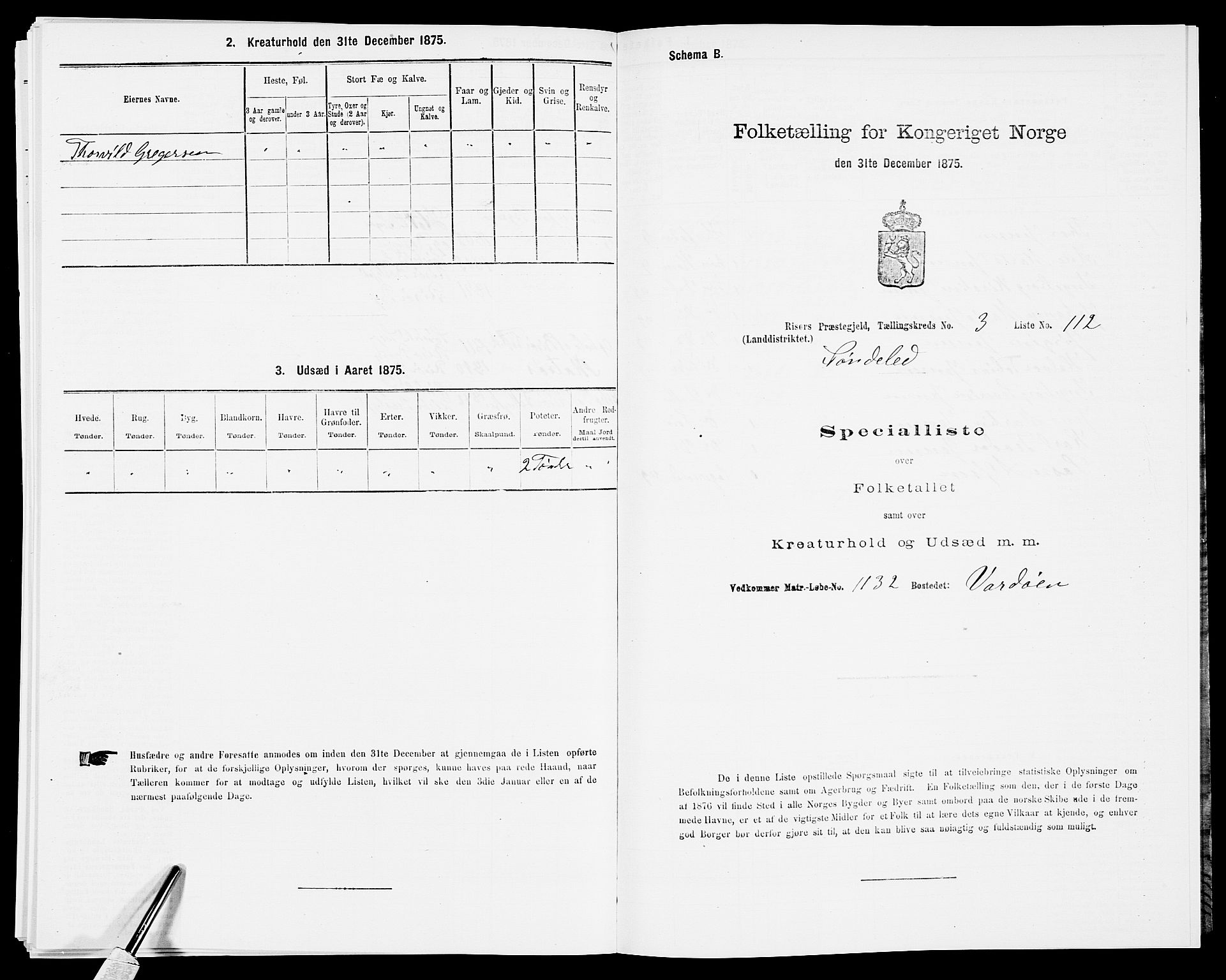 SAK, 1875 census for 0913L Risør/Søndeled, 1875, p. 602