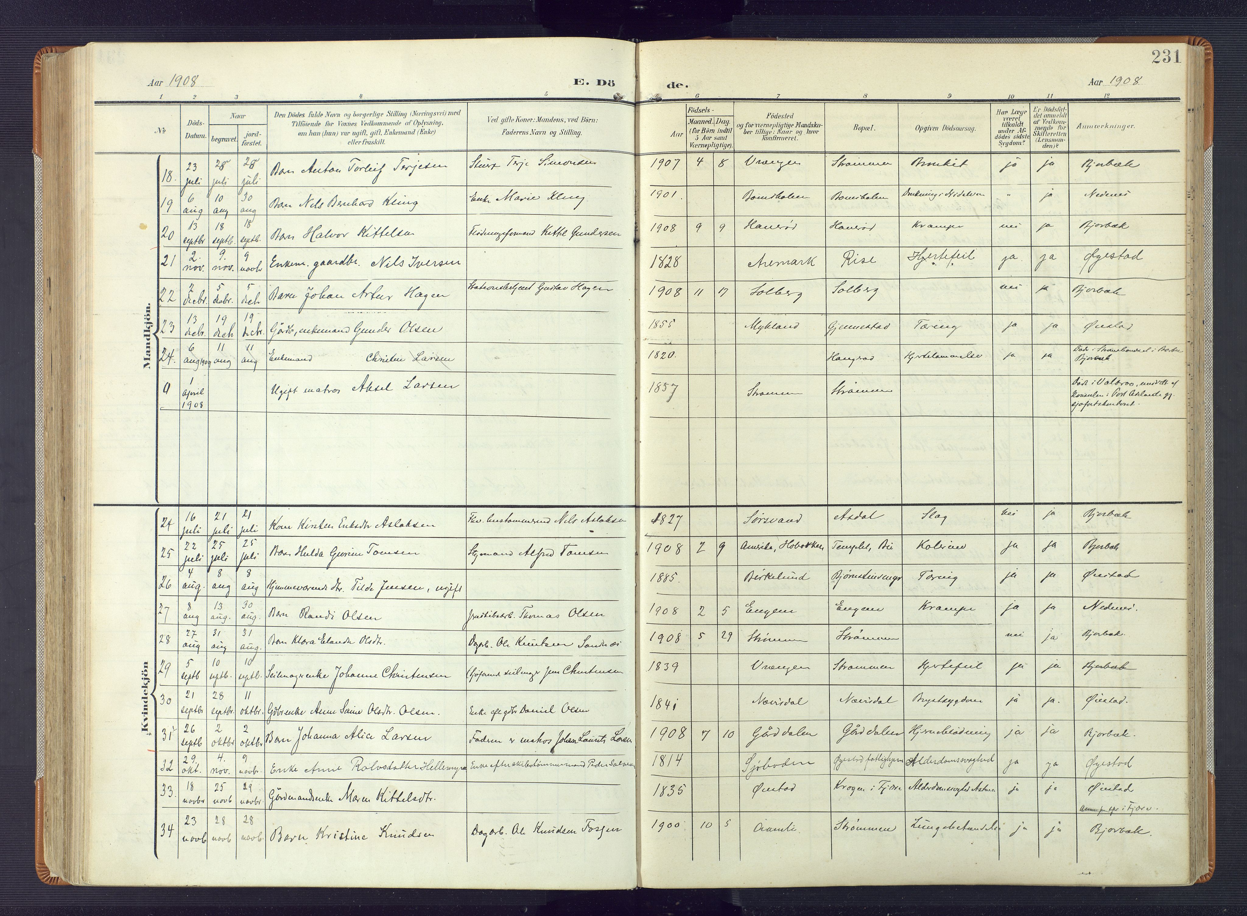 Øyestad sokneprestkontor, AV/SAK-1111-0049/F/Fa/L0019: Parish register (official) no. A 19, 1908-1922, p. 231