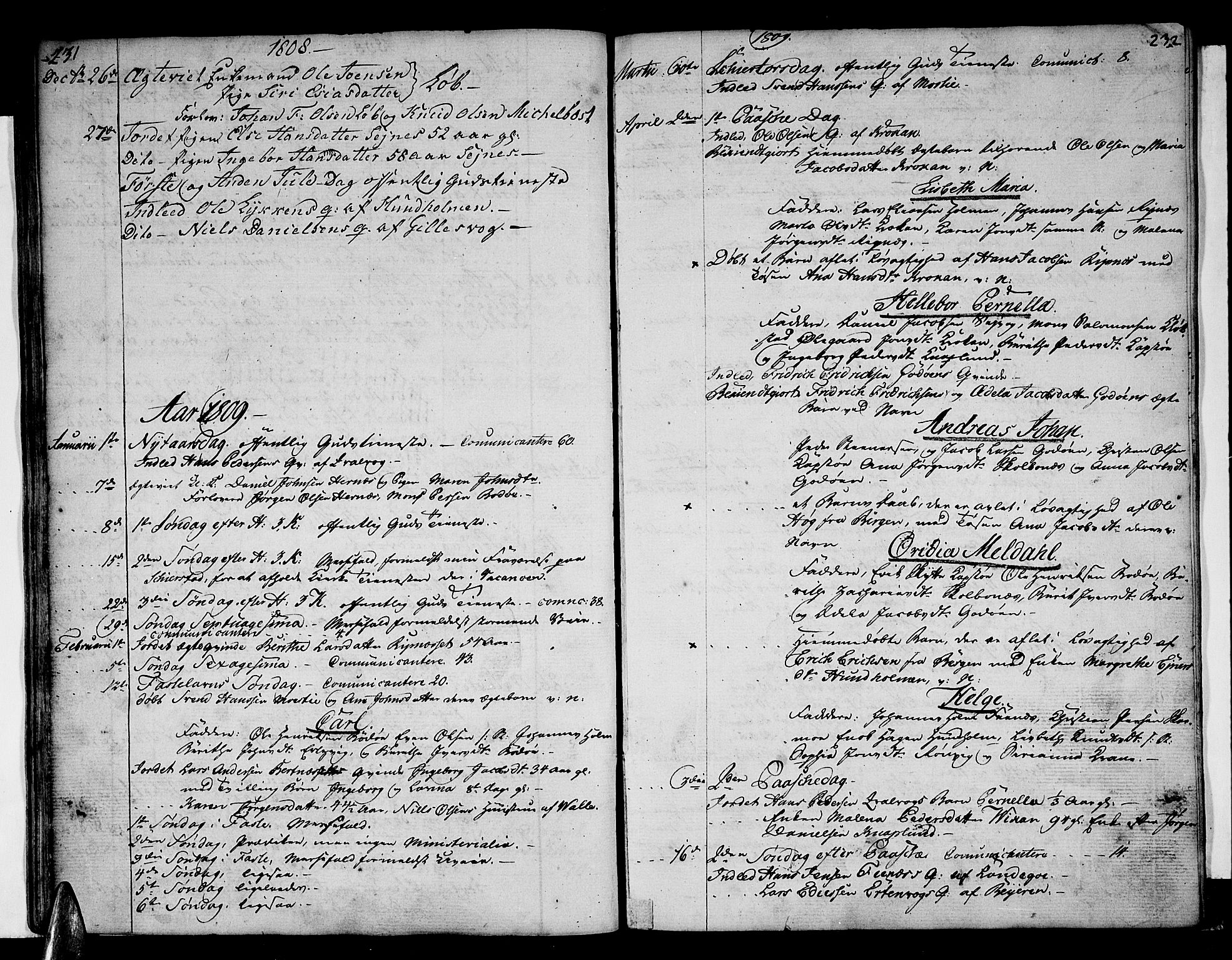 Ministerialprotokoller, klokkerbøker og fødselsregistre - Nordland, SAT/A-1459/801/L0004: Parish register (official) no. 801A04, 1796-1817, p. 231-232