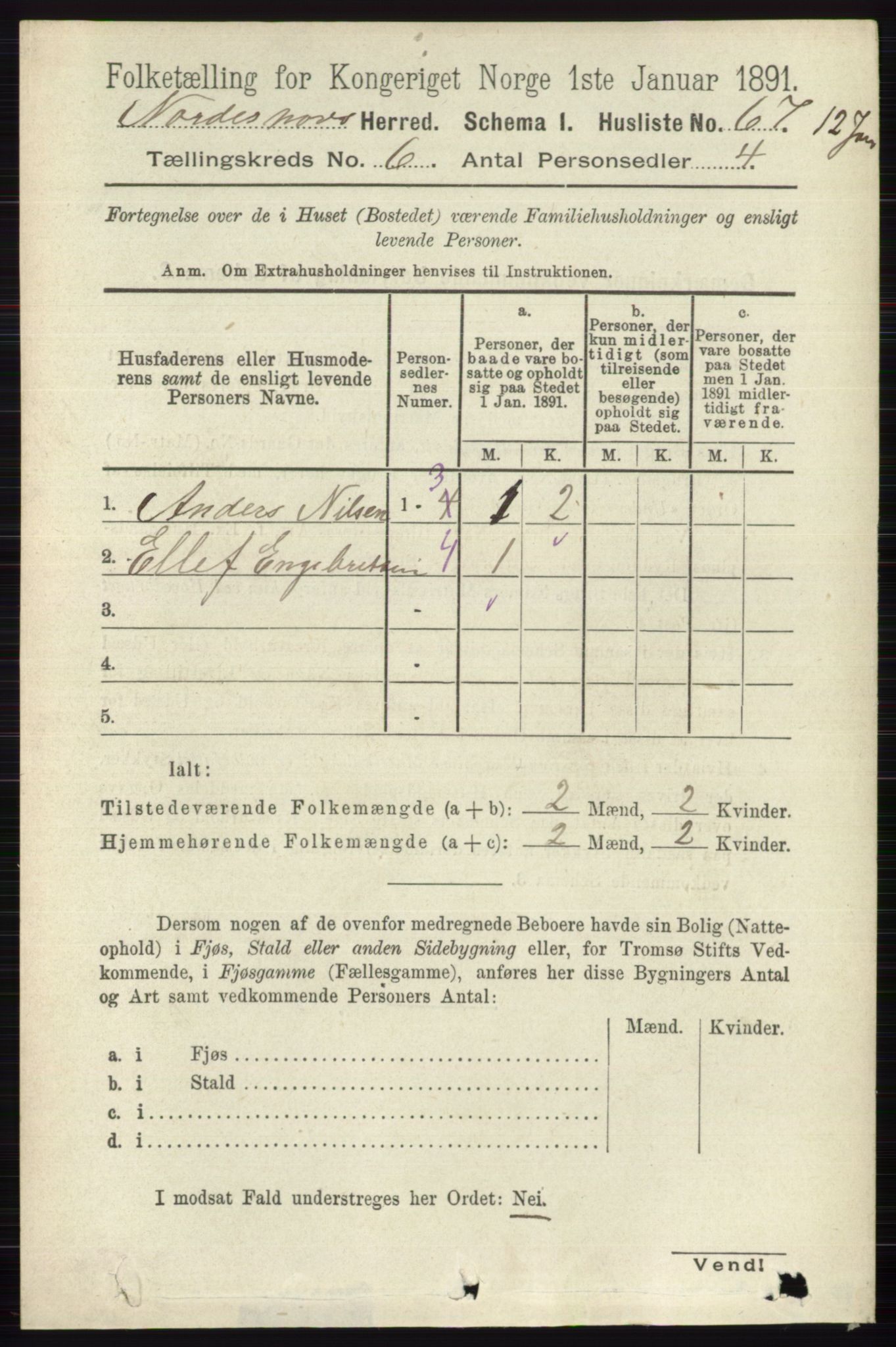 RA, 1891 census for 0613 Norderhov, 1891, p. 3995