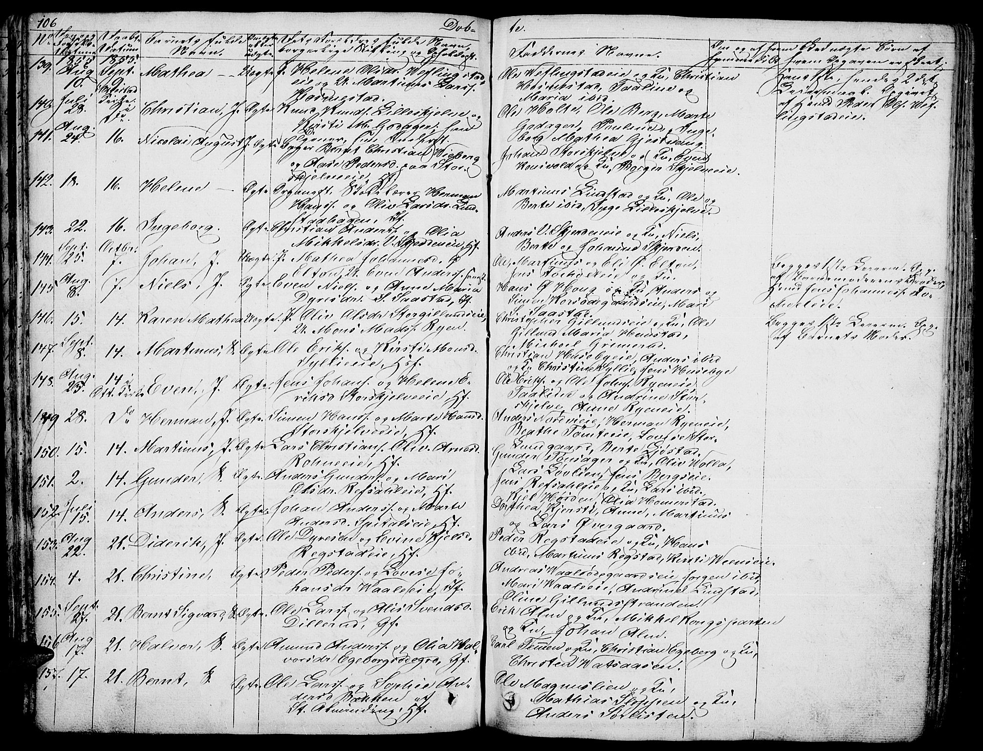 Stange prestekontor, AV/SAH-PREST-002/L/L0003: Parish register (copy) no. 3, 1840-1864, p. 106