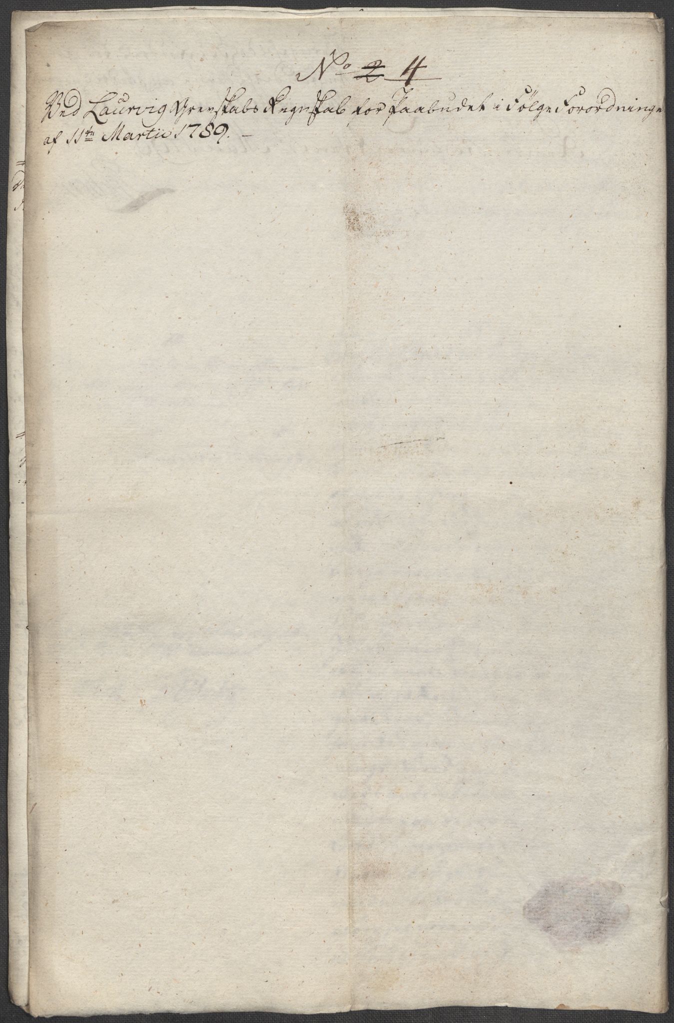 Rentekammeret inntil 1814, Reviderte regnskaper, Mindre regnskaper, AV/RA-EA-4068/Rf/Rfe/L0021: Larvik grevskap, Lista fogderi, 1789, p. 30