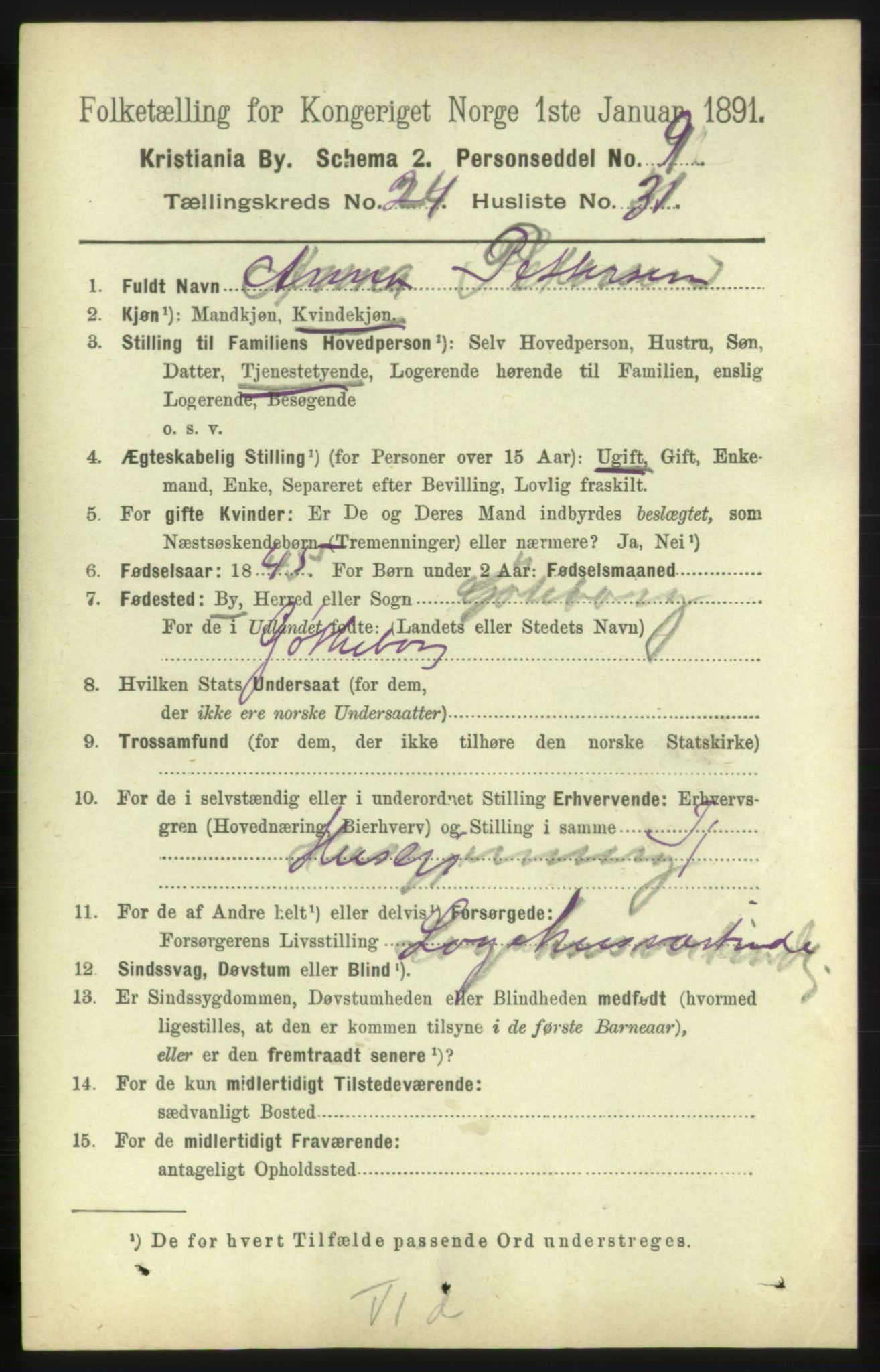 RA, 1891 census for 0301 Kristiania, 1891, p. 12292